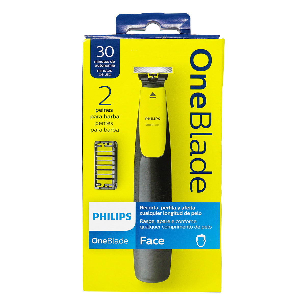 Afeitadora Phillips Oneblade Face con 2 Peines para Barba Caja x 1 ud