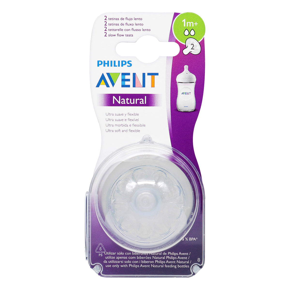Tetina de Flujo Lento Natural Phillips Avent Empaque x 2 uds