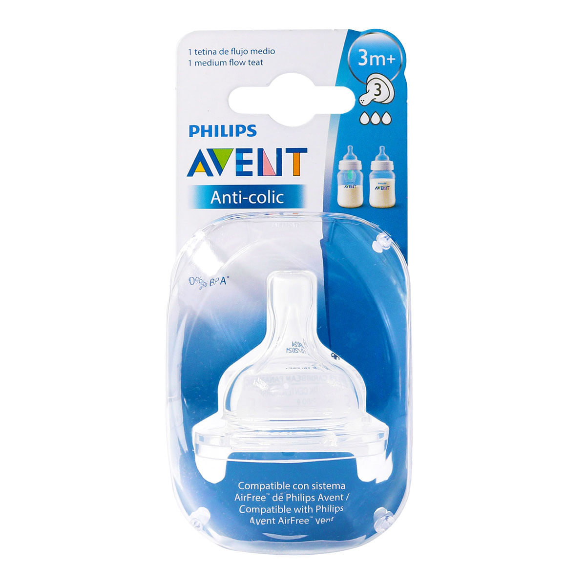 Tetina de Flujo Medio Anti-colic Phillips Avent Empaque x 1 ud