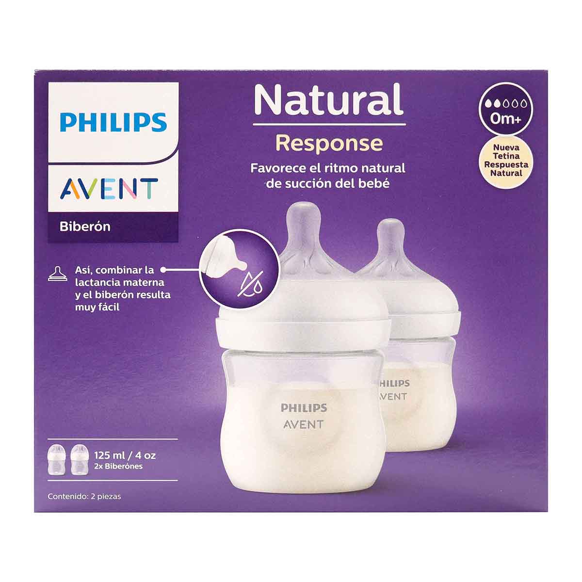 Biberón Natural Phillips Avent x 4 Onzas Caja x 2 uds
