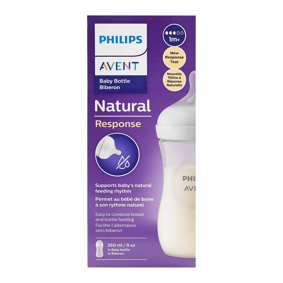 Biberón Respuesta Natural Phillips Avent con Tetina Unidad x 260 mL