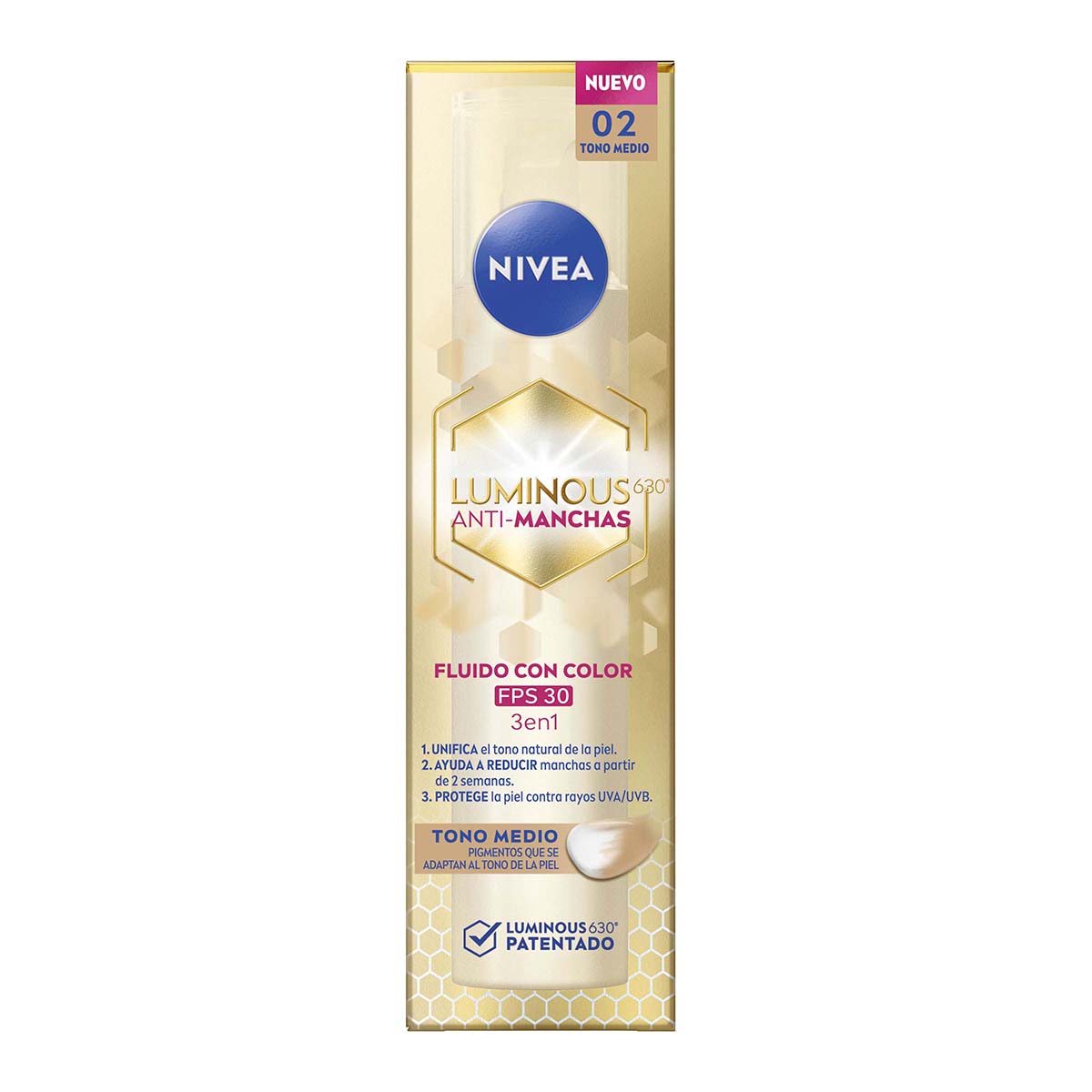 Fluido con Color Tono Medio FPS 30 Luminous 630 Anti-Manchas Nivea Frasco x 40 mL