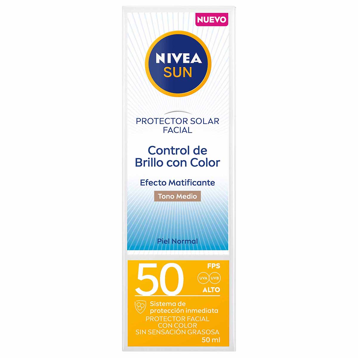 Protector Solar Facial Control Brillo FPS 50 Tono Medio Nivea Sun Frasco x 50 mL