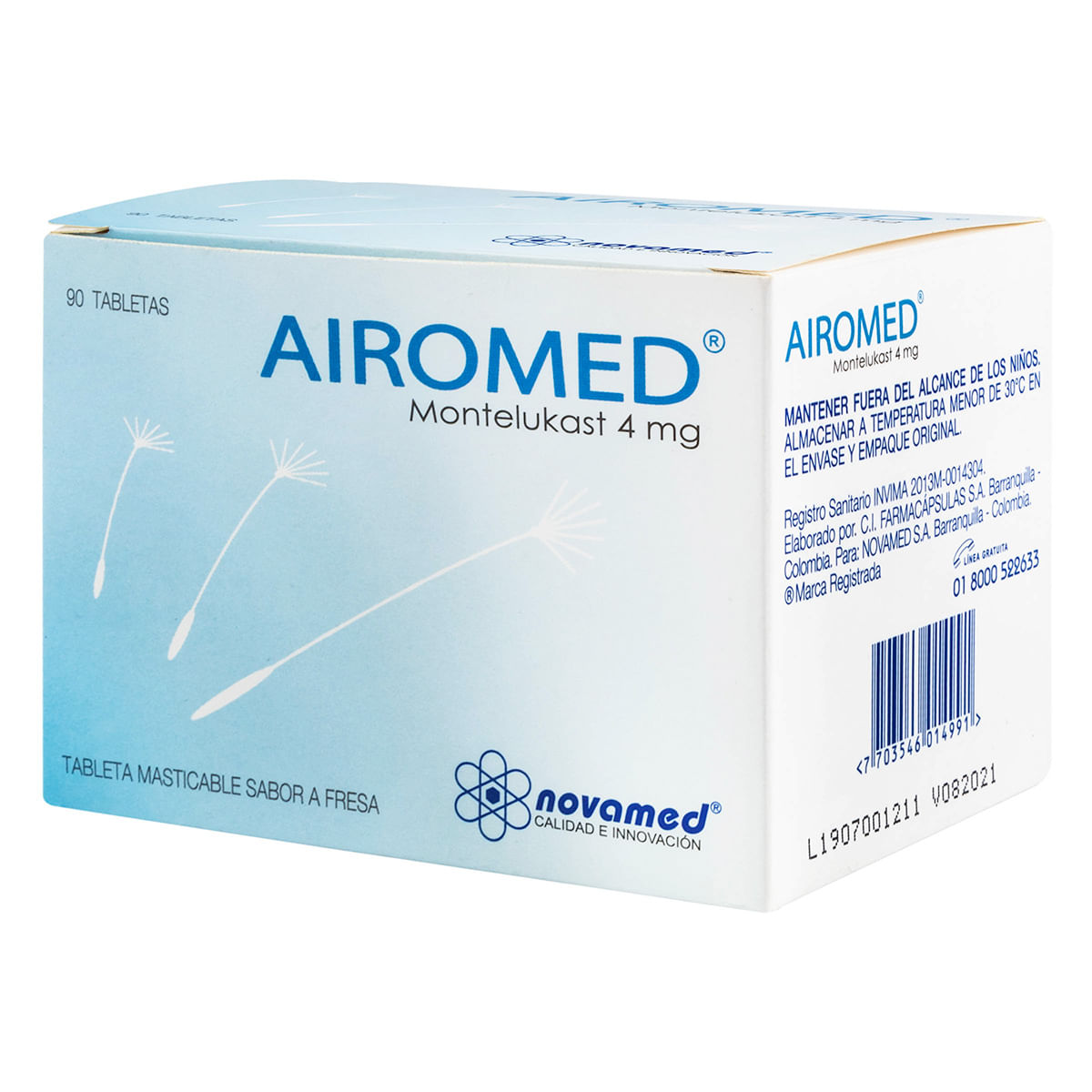 Airomed 4 Mg Novamed Caja Fresa x 90 Tabletas Masticables