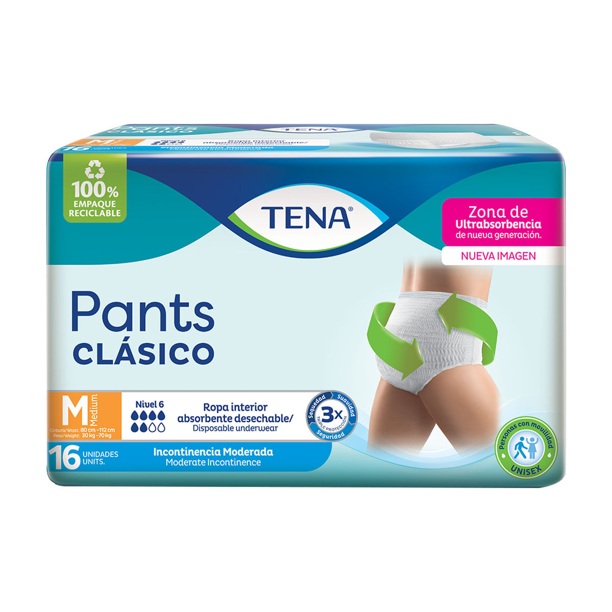 Tena Pants Clásico M Paquete x 16 Uds