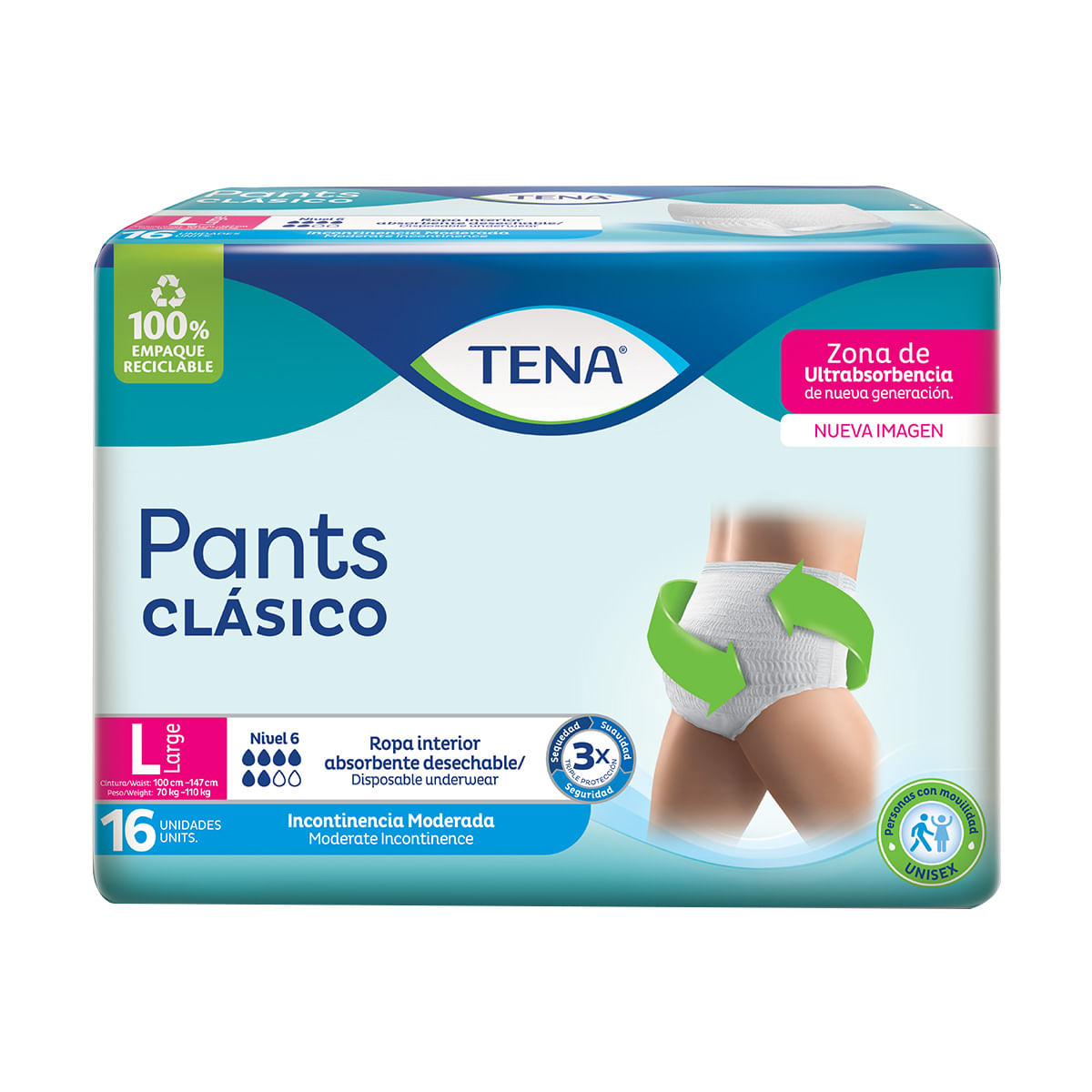 Tena Pants Clásico L Paquete x 16 Uds