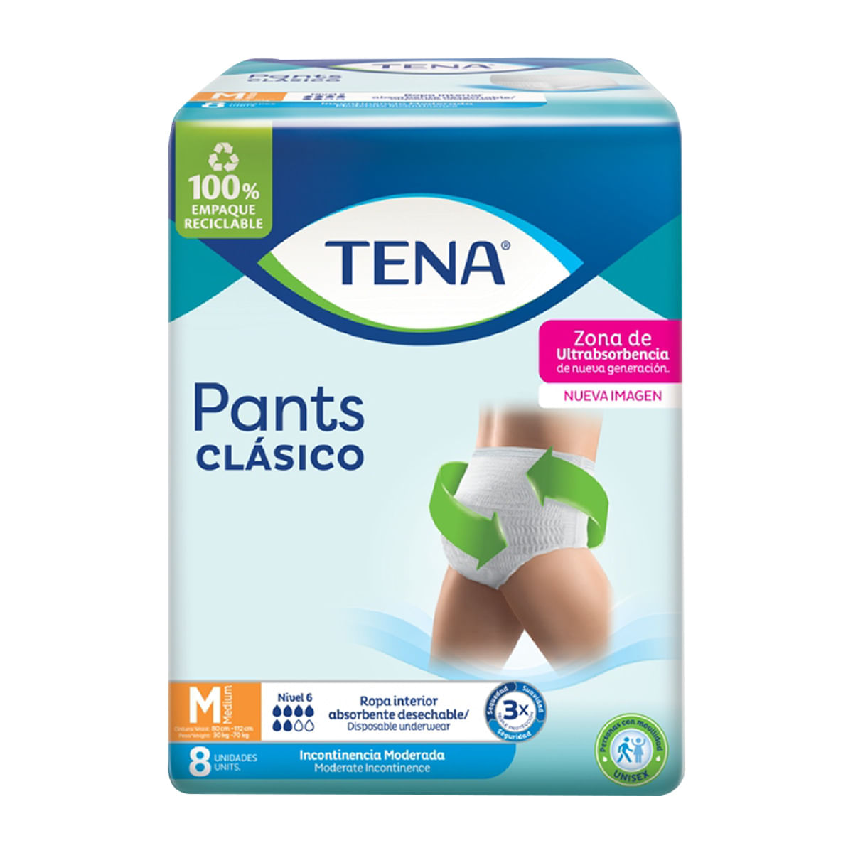 Tena Pants Clásico M Paquete x 8 Uds