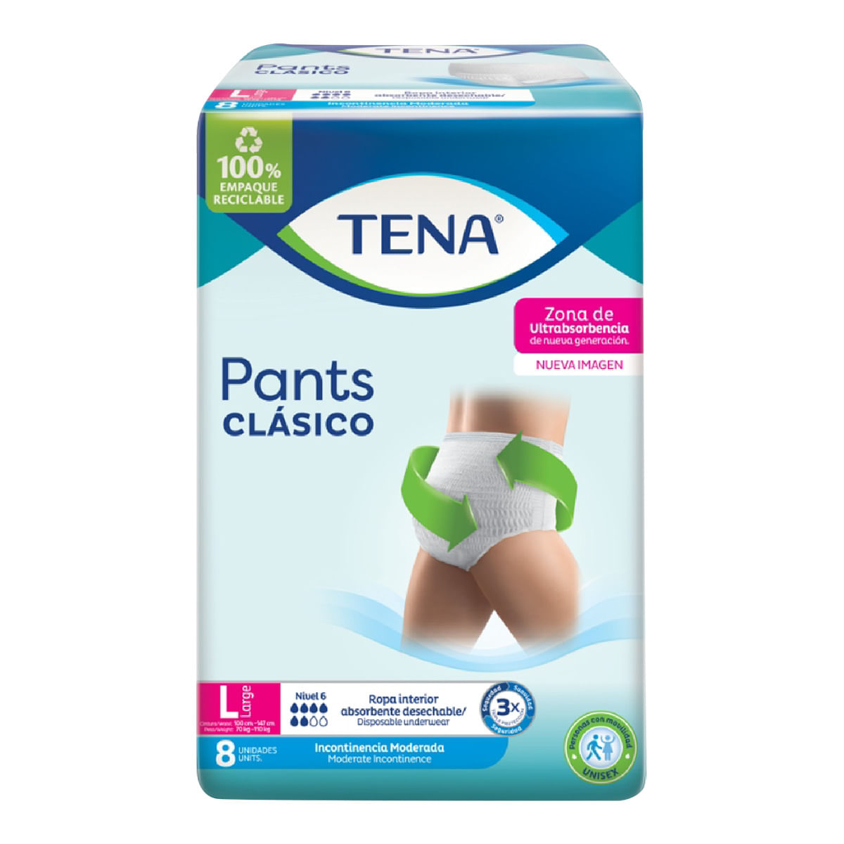 Tena Pants Clásico L Paquete x 8 Uds