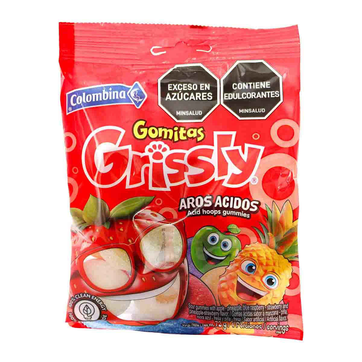 Gomitas Grissly Aros Ácidos Colombina Paquete x 72 g