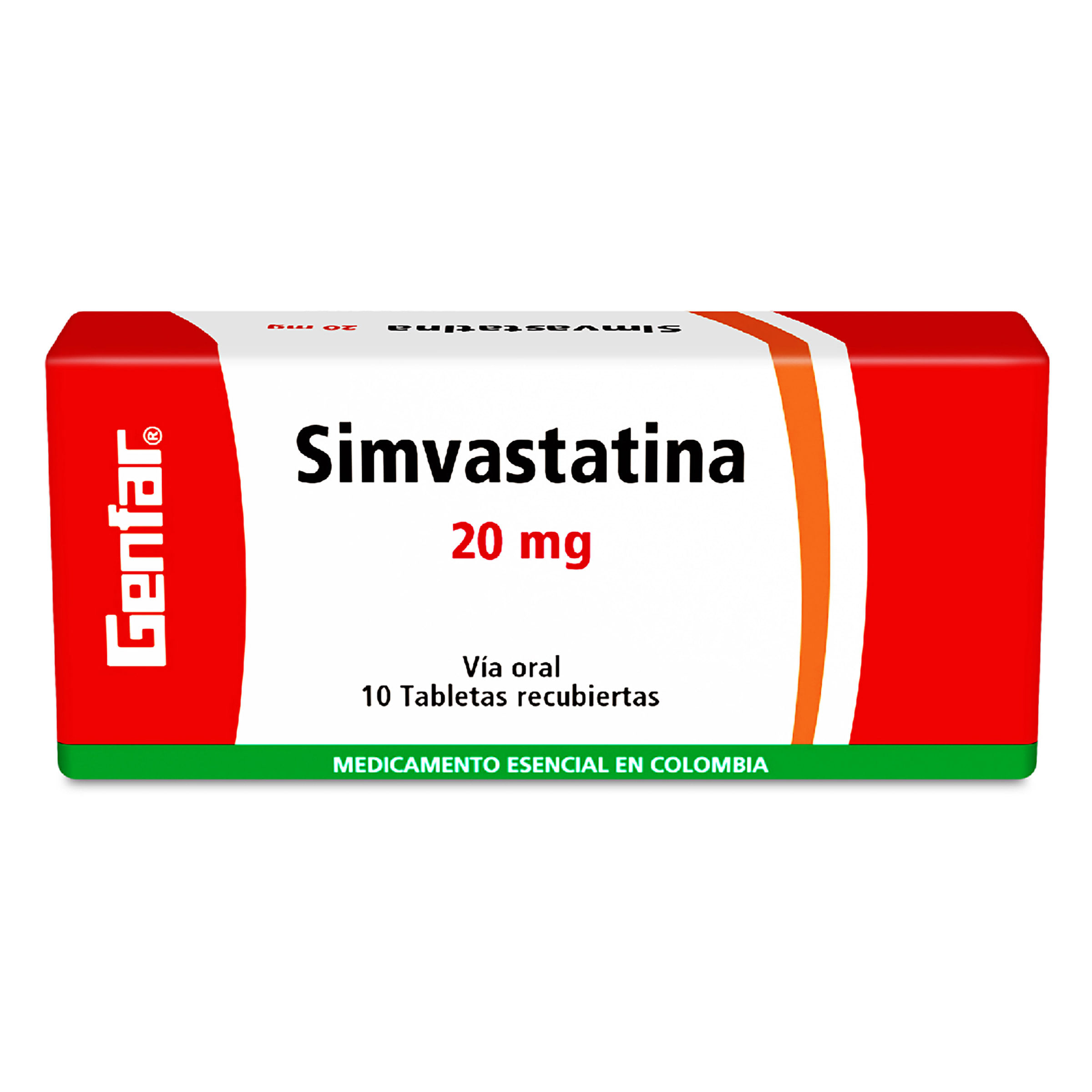 Simvastatina 20 Mg Genfar Caja X 10 Tabletas Recubiertas.