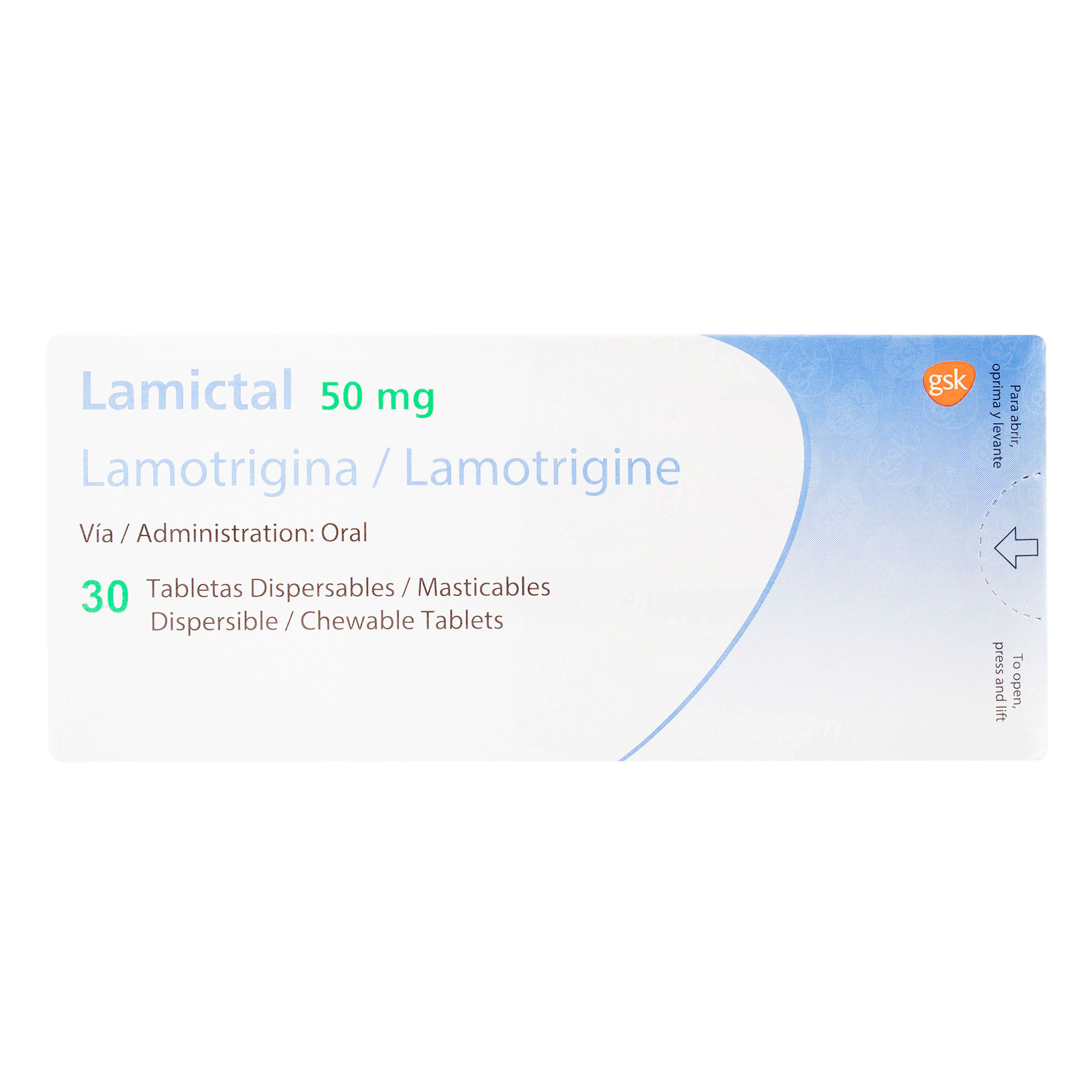 Lamictal 50 Mg Gsk Caja X 30 Tabletas Dispersables.