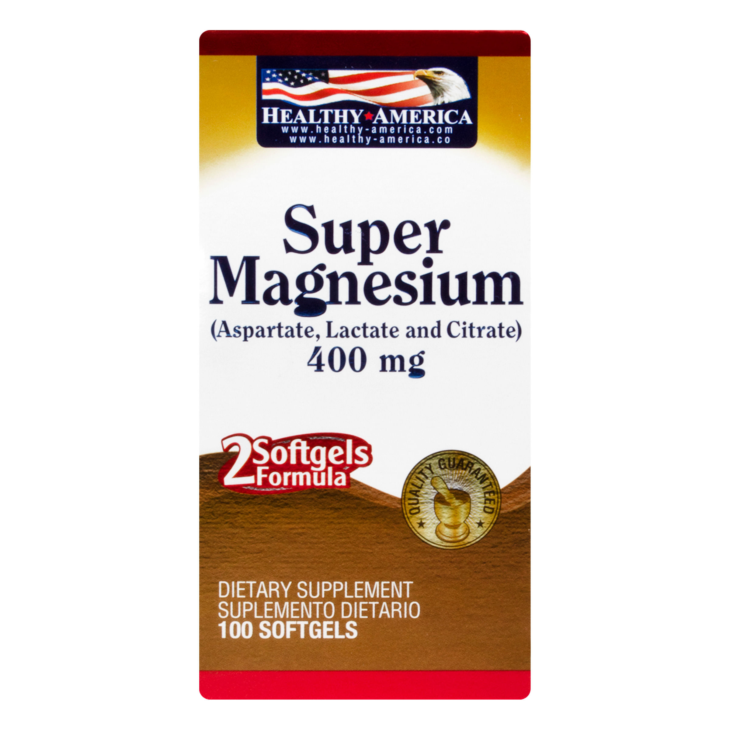 Suplemento Dietario Súper Magnesium 400 Mg Healthy America Frasco X 100 Softgels.