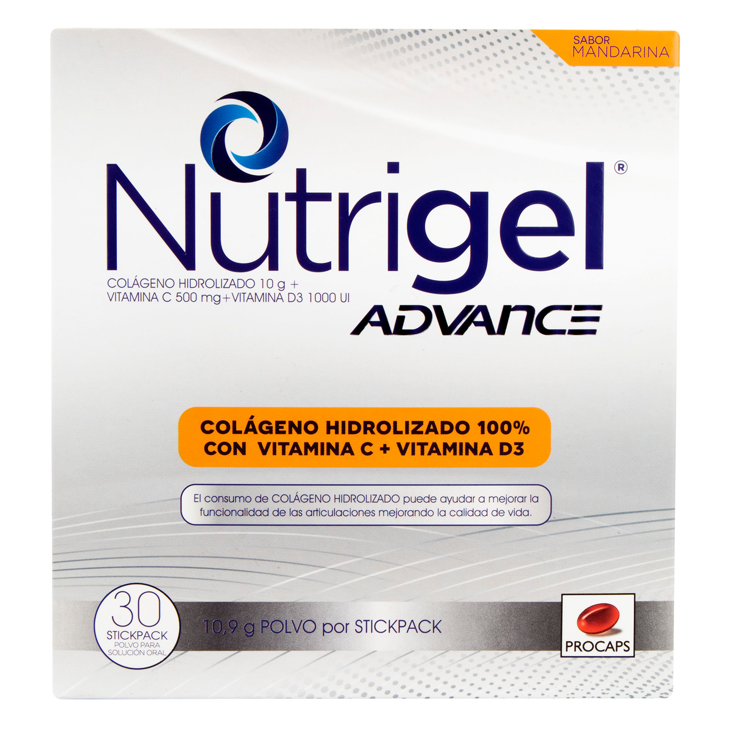 Nutrigel Advance Procaps Mandarina Polvo Stick Pack X 10.9 G Caja X 30 Uds.