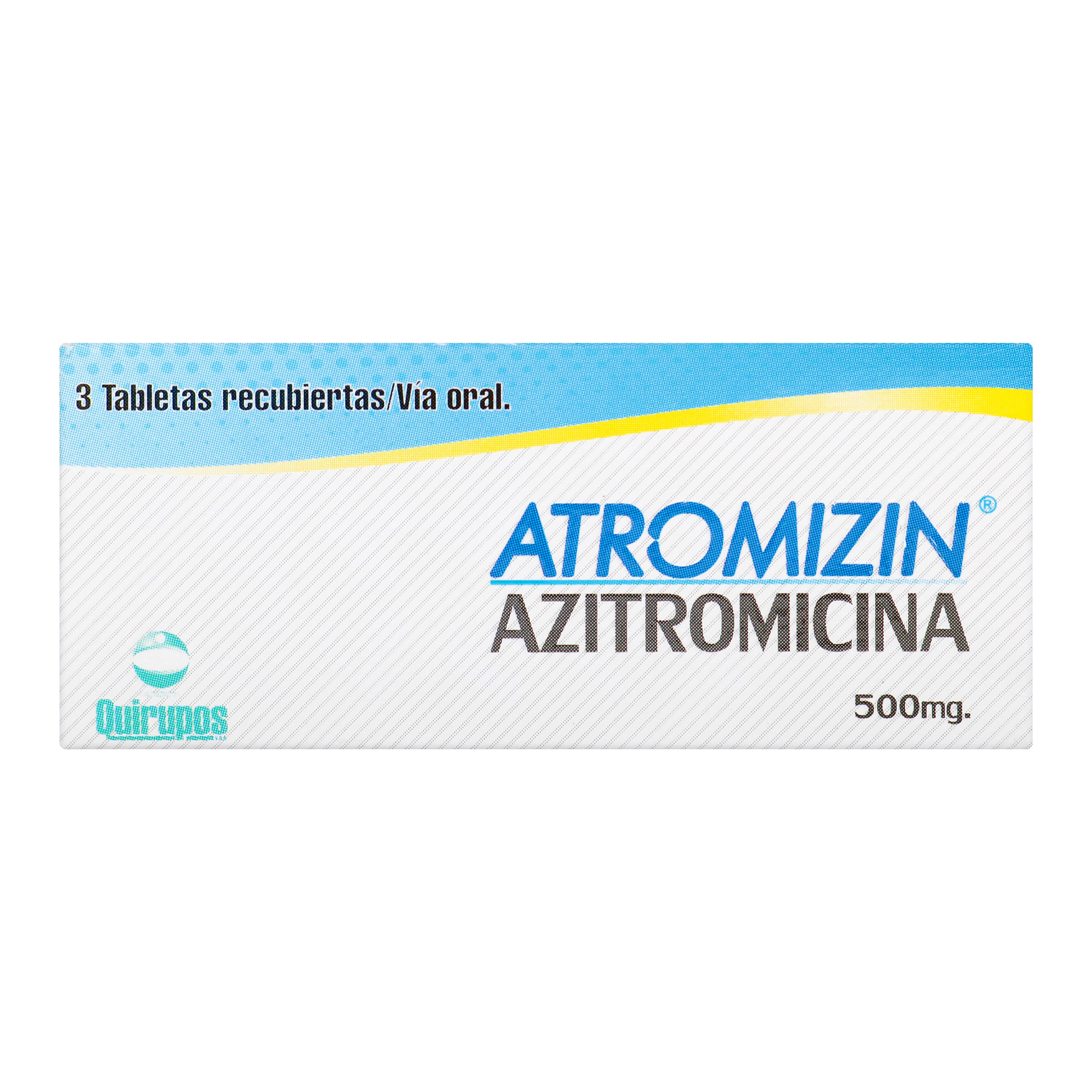 Atromizin Azitromicina 500 mg Quirupos Caja x 3 Tabletas Recubiertas