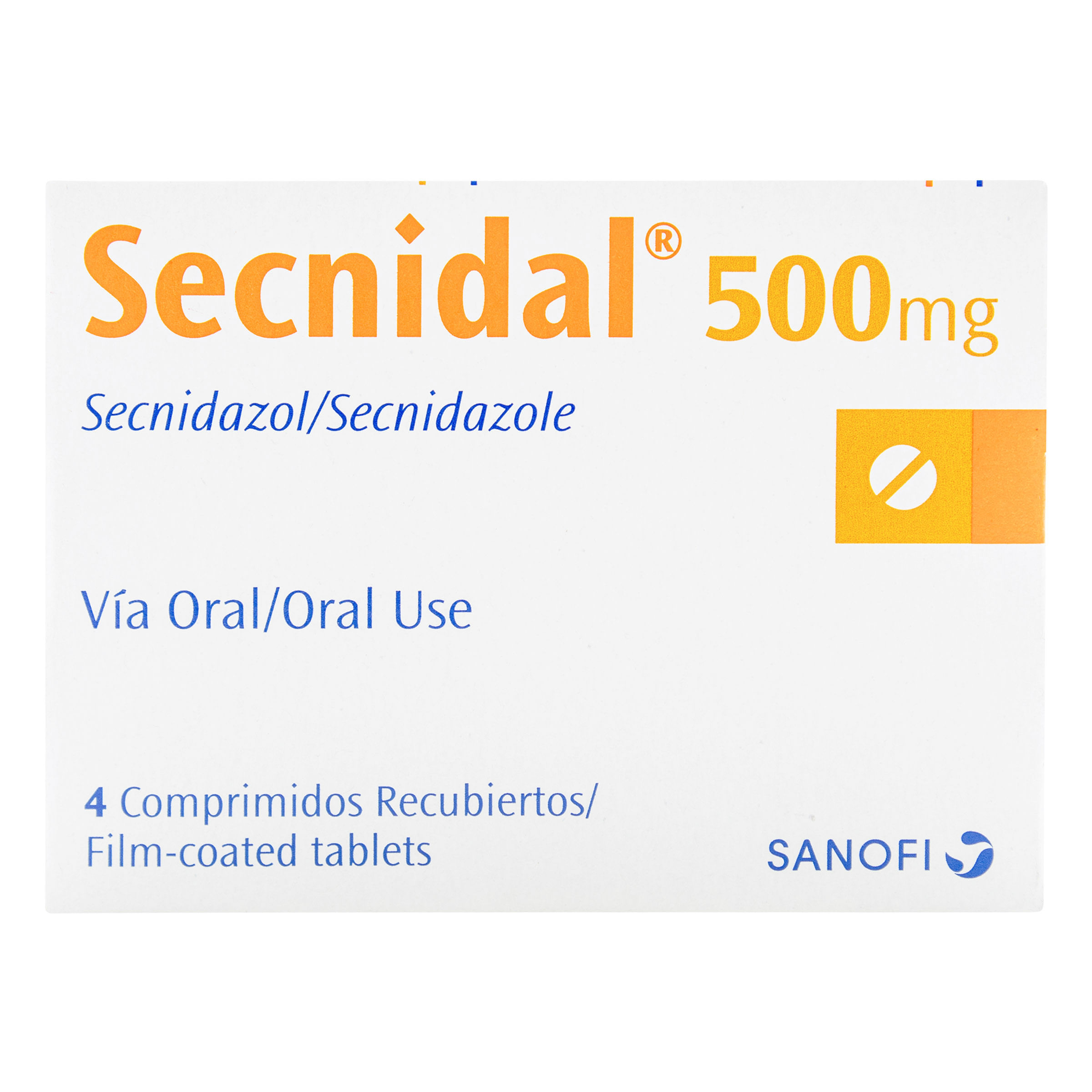 Secnidal 500 Mg Sanofi Caja X 4 Comprimidos Recubiertos.