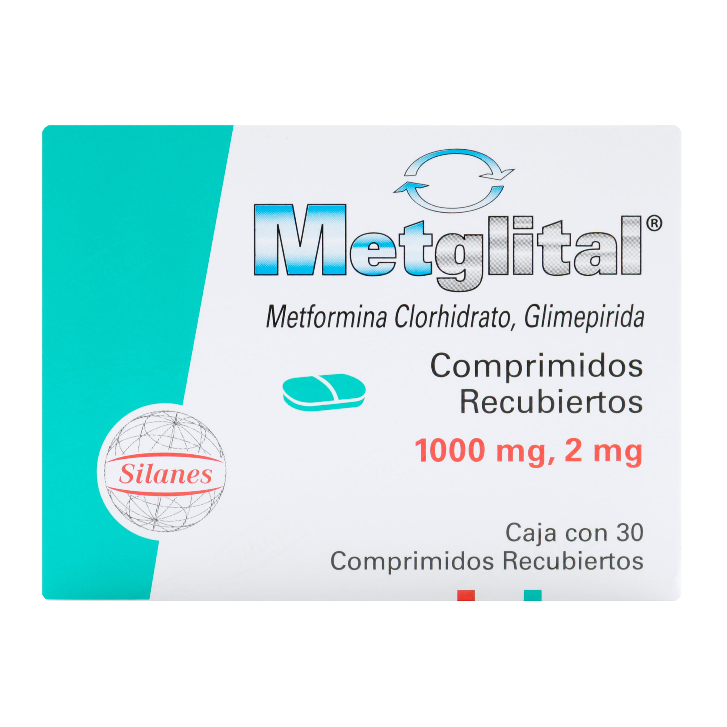 Metglital 1000 Mg/2 Mg Silanes Caja X 30 Comprimidos Recubiertos.