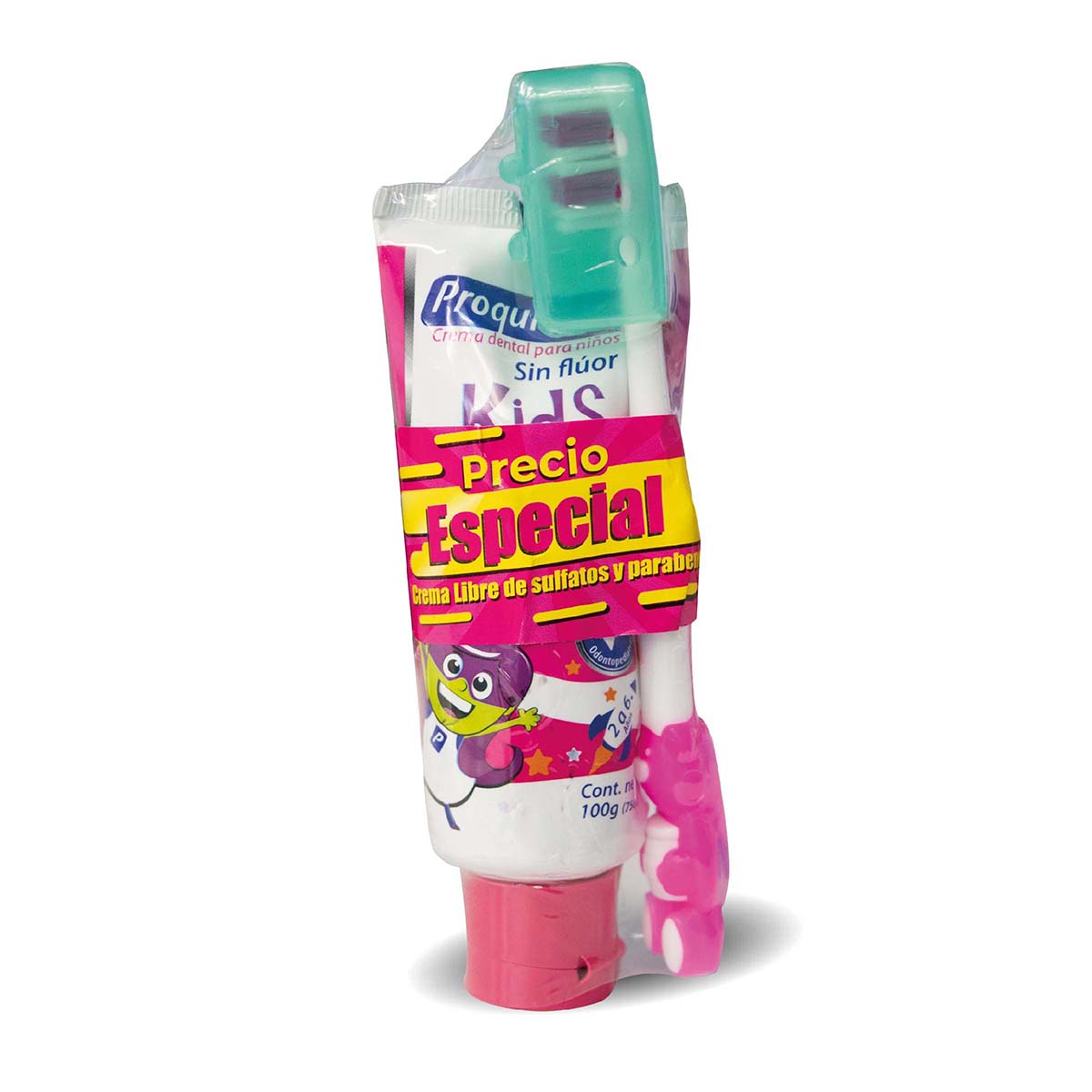 Crema Dental Proquident Kids Rosada Chicle Tubo X 75 Ml + Cepillo Dental Proquident Kids X 1 Ud Gratis.