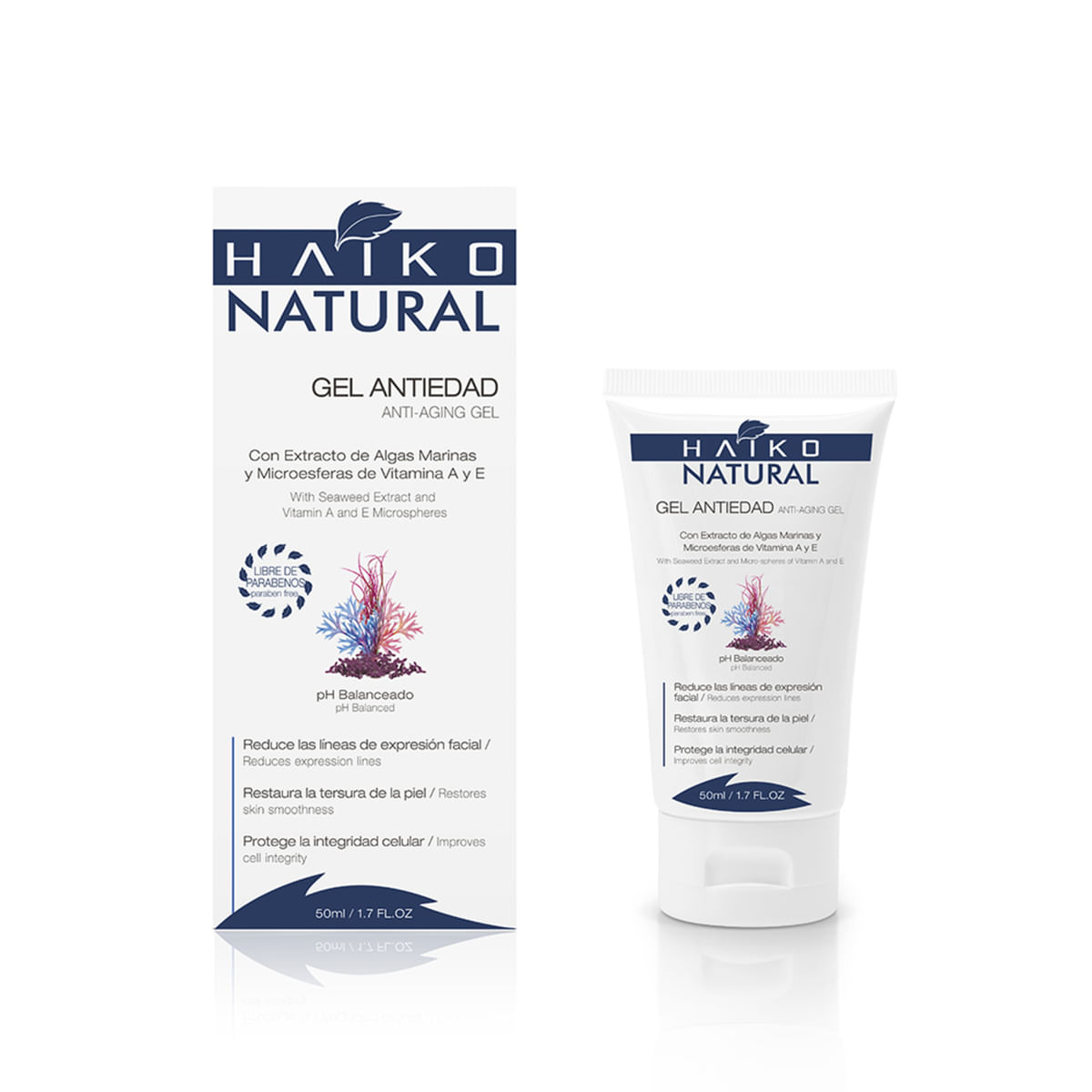 Gel Antiedad con Extracto de Algas Marinas Haiko Natural Tubo x 50 mL