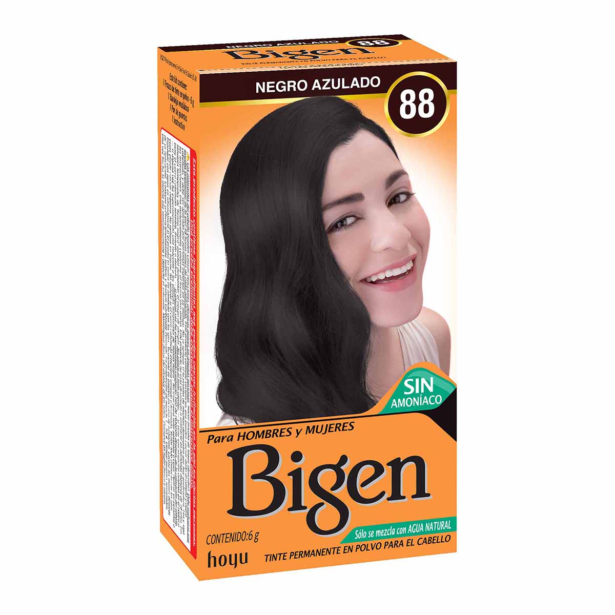 Tinte Permanente Bigen para El Cabello 88 Negro Azulado Polvo Caja x 6 g.