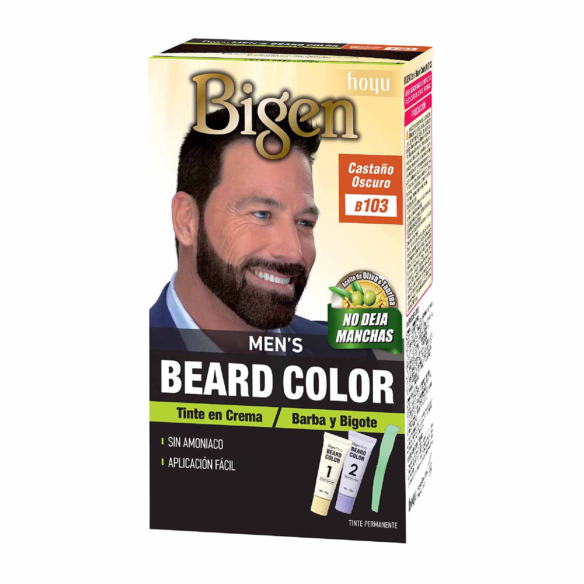 Tinte Permanente Bigen Mens Barba Y Bigote B103 Castaño Oscuro X Caja.