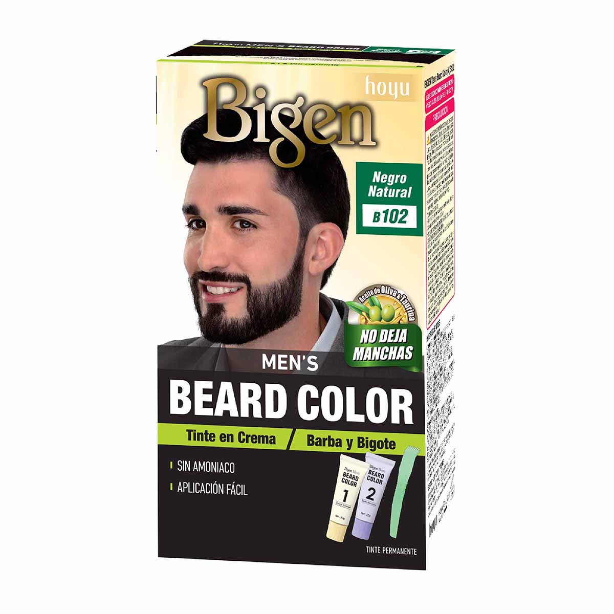 Tinte Permanente Bigen Mens Barba Y Bigote B102 Negro Natural X Caja.