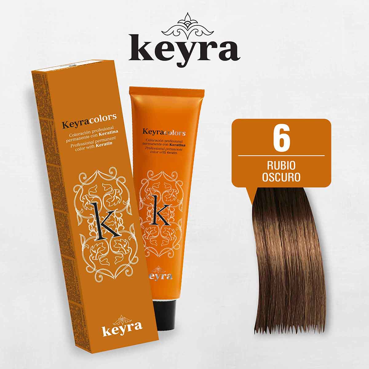 Tinte Capilar en Crema Keyra 6 Rubio Oscuro Tubo x 100 mL