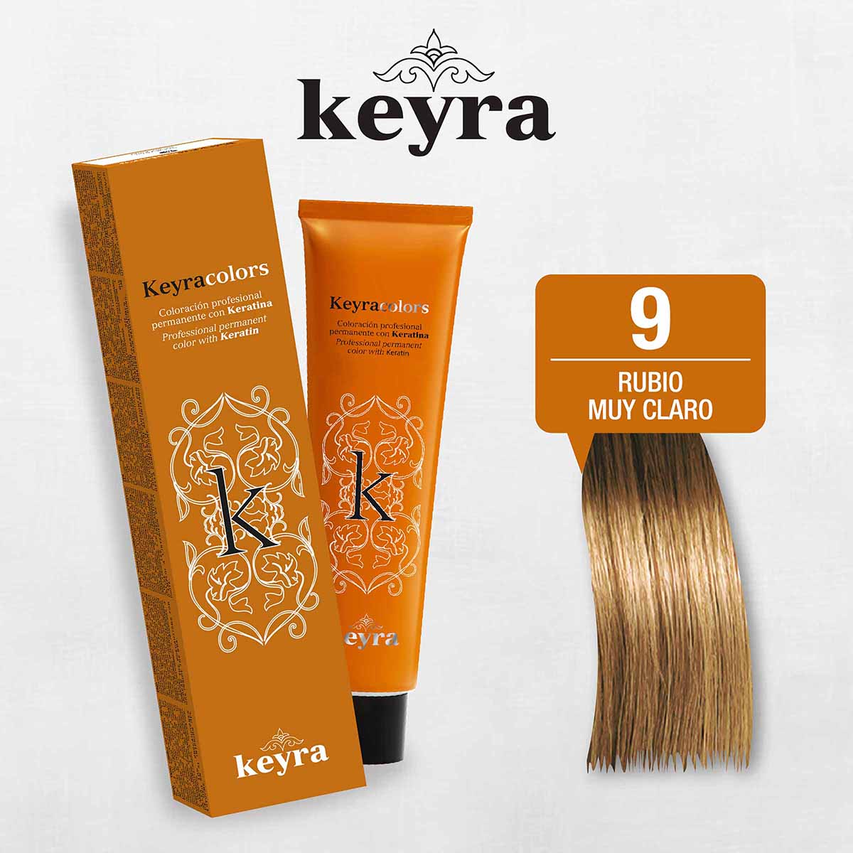 Tinte Capilar en Crema Keyra 9 Rubio muy Claro Tubo x 100 mL