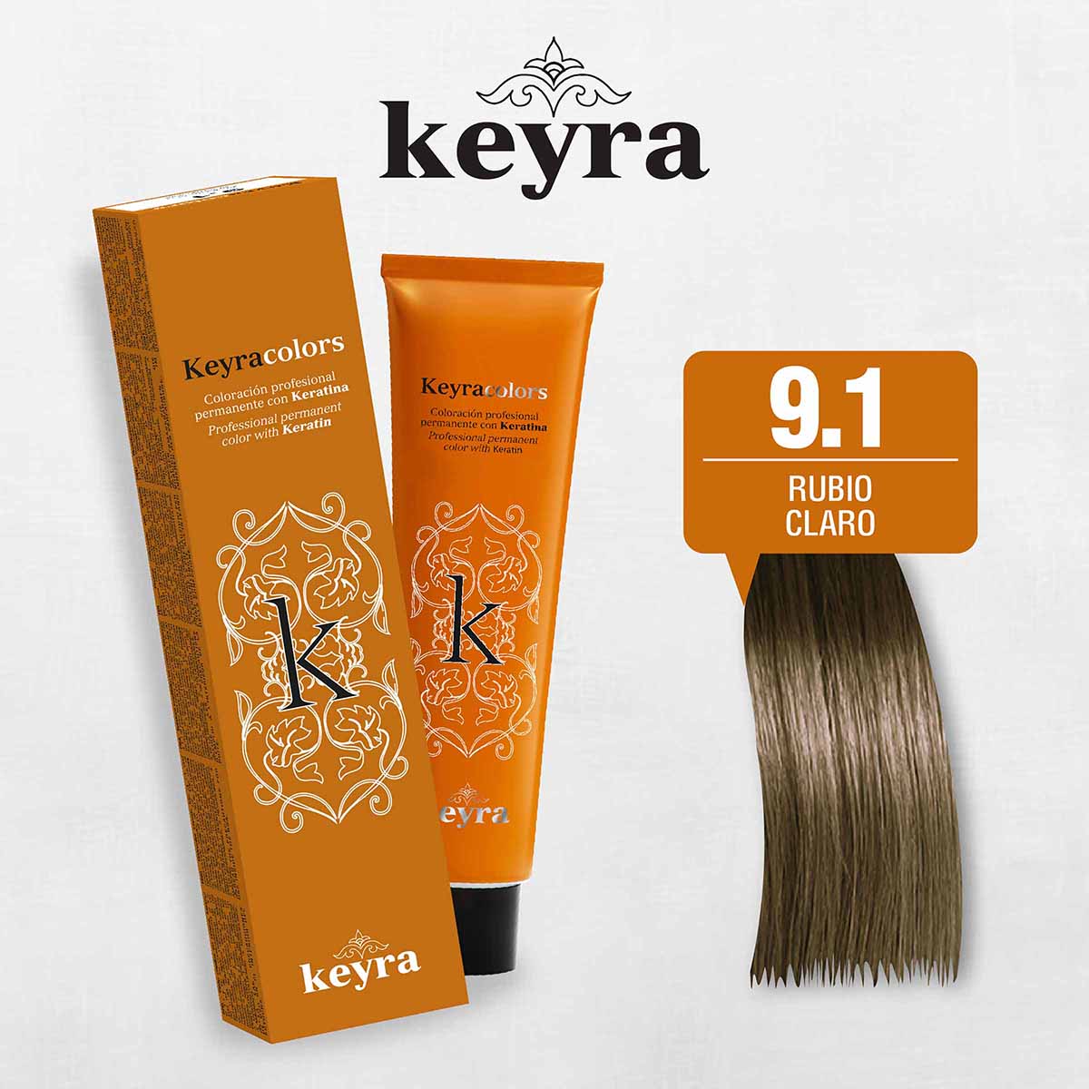 Tinte Capilar en Crema Keyra 9.1 Rubio muy Claro Ceniza Tubo x 100 mL