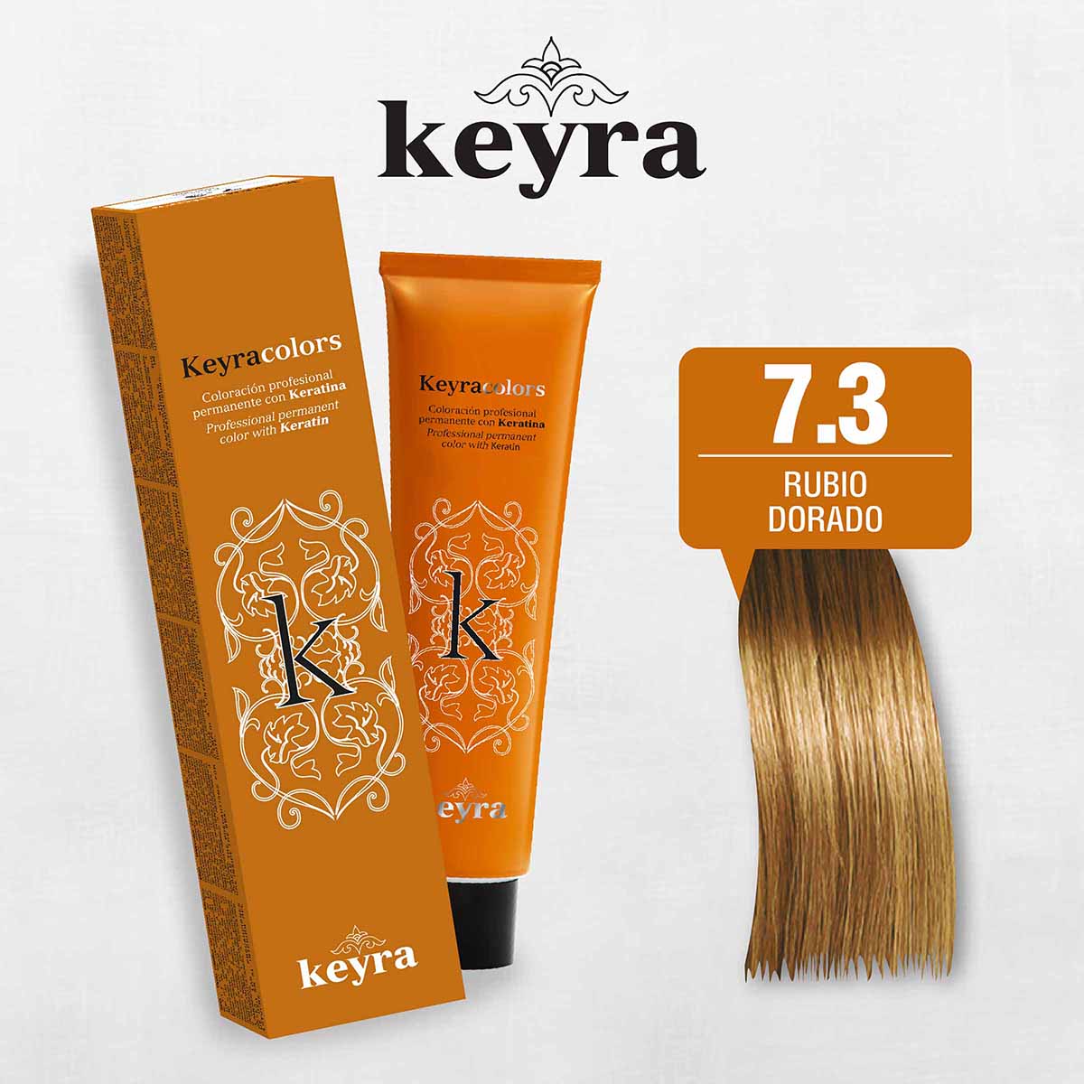 Tinte Capilar en Crema Keyra 7.3 Rubio Dorado Tubo x 100 mL