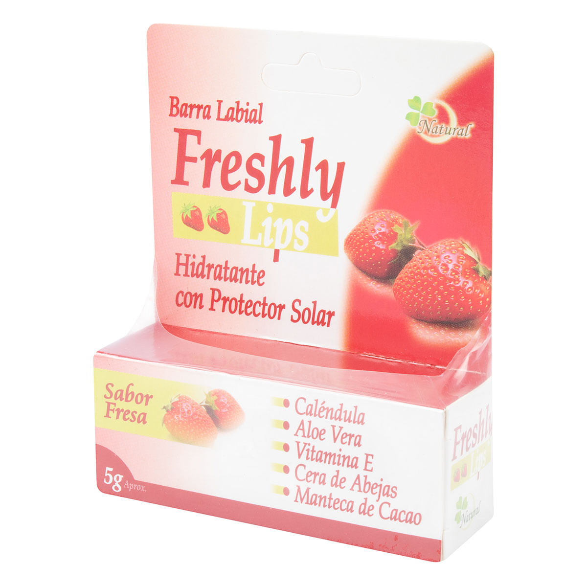 Barra Labial Natural Freshly Con Protector Solar Fresa Caja X 5 G.