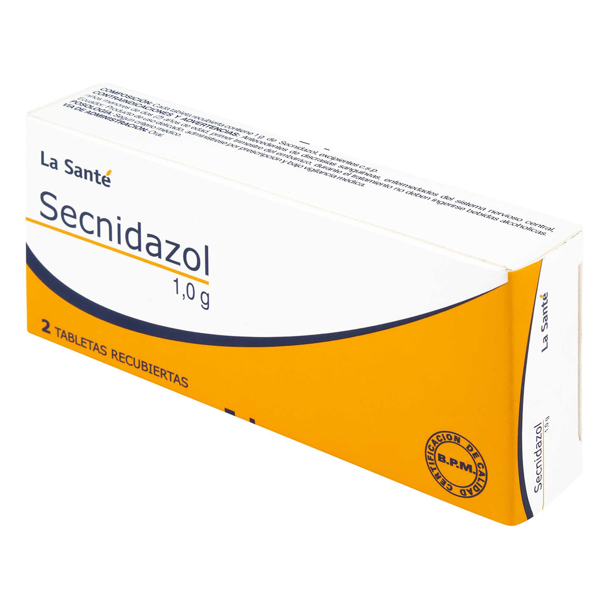 SECNIDAZOL 1.0 G LA SANTÉ CAJA X 2 TABLETAS RECUBIERTAS.