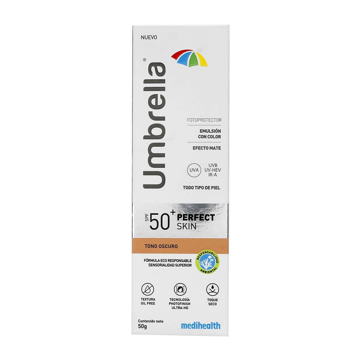 Protector Solar Umbrella Perfect Skin Medihealth SPF 50+ Oscuro Tubo x 50 g