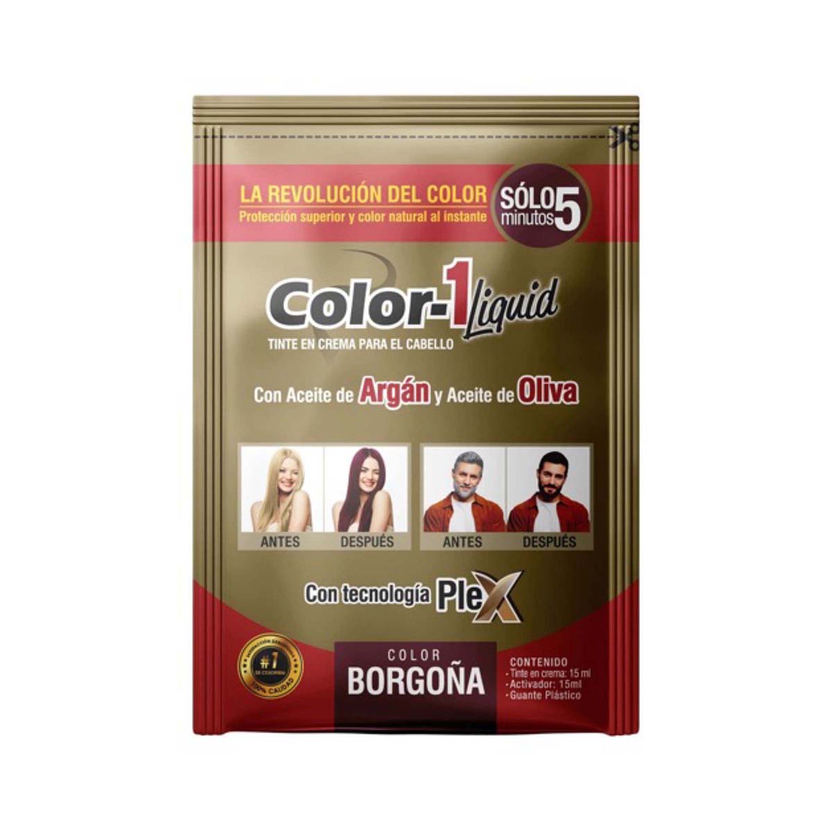 Tinte en Crema para Cabello Color Borgoña Color-1 Liquid Kit x 30 mL