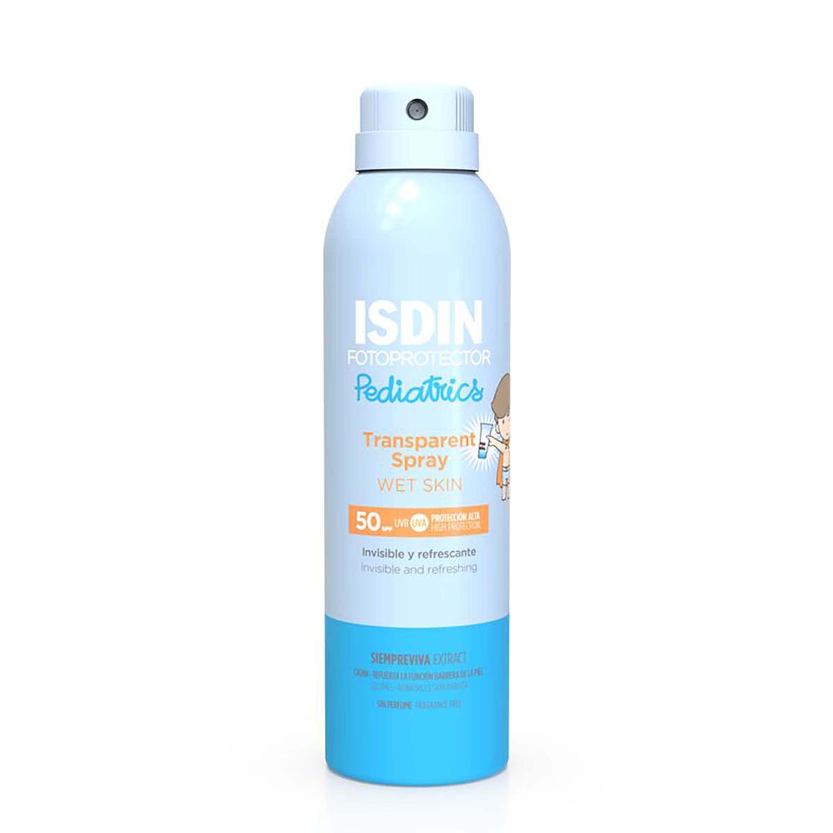 Fotoprotector Pediátrico en Spray Isdin SPF50 Transparente Piel Mojada Frasco x 250 mL