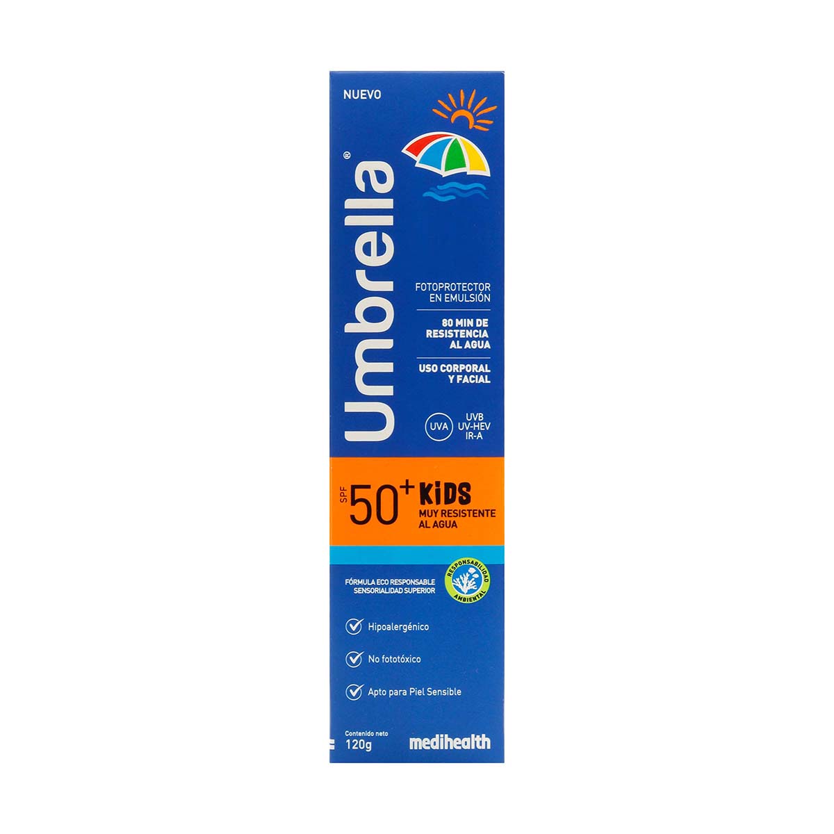 Emulsión Umbrella Kids Max Medihealth Spf 50 Resistente Al Agua Tubo X 60 G.