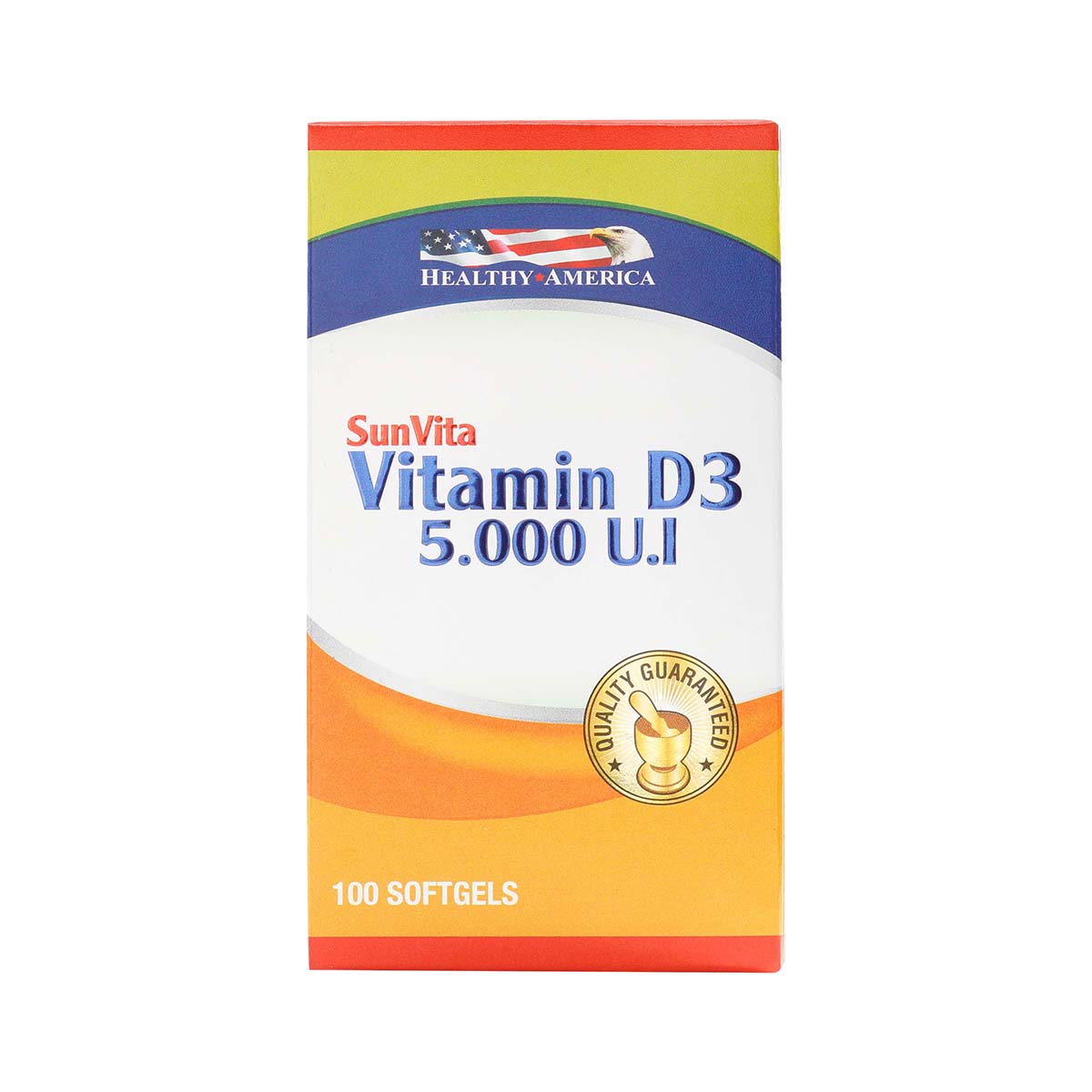 Vitamina D3 5000 UI Healthy America Caja x 100 Cápsulas Blandas