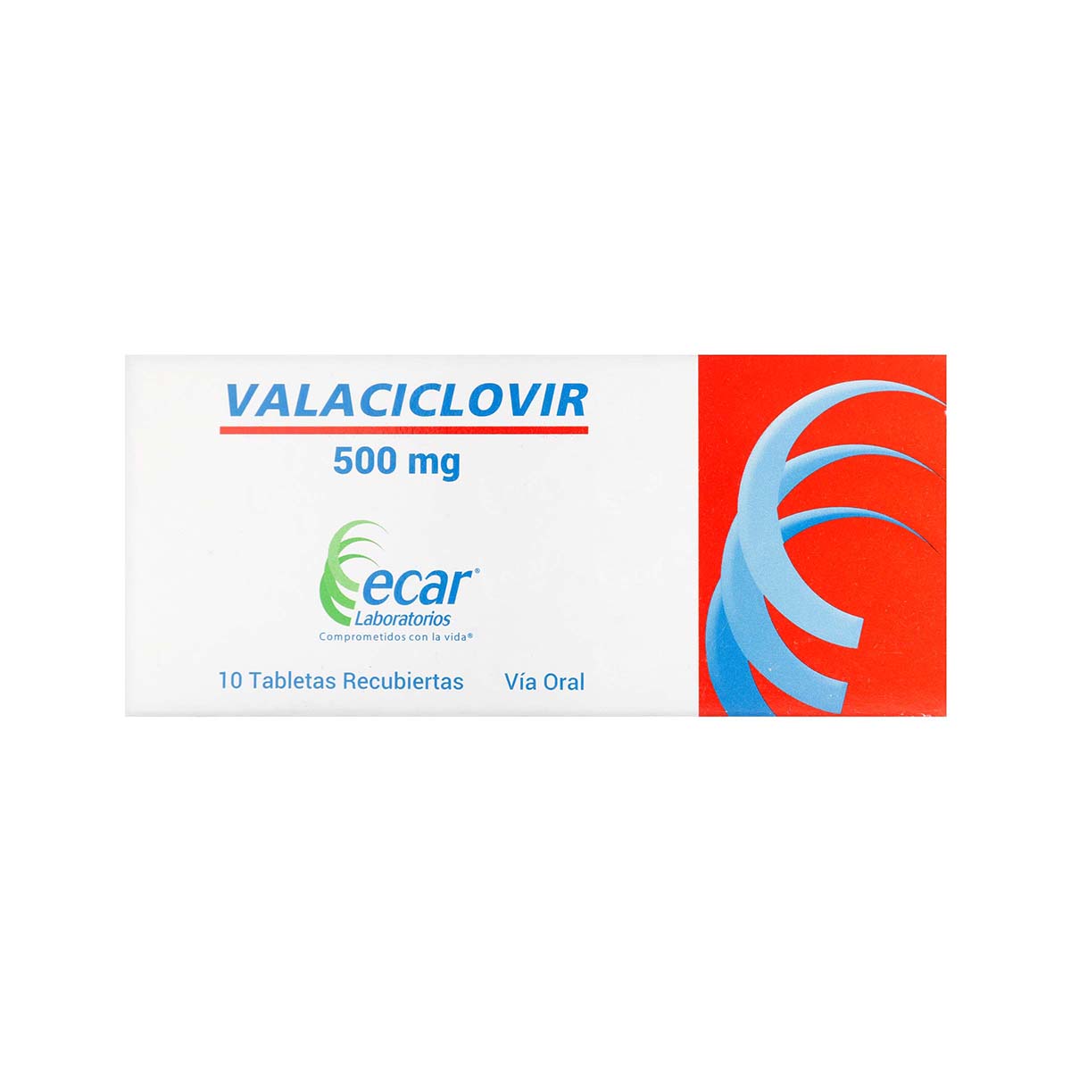 Valaciclovir 500 mg Ecar Caja x 10 Tabletas Recubiertas