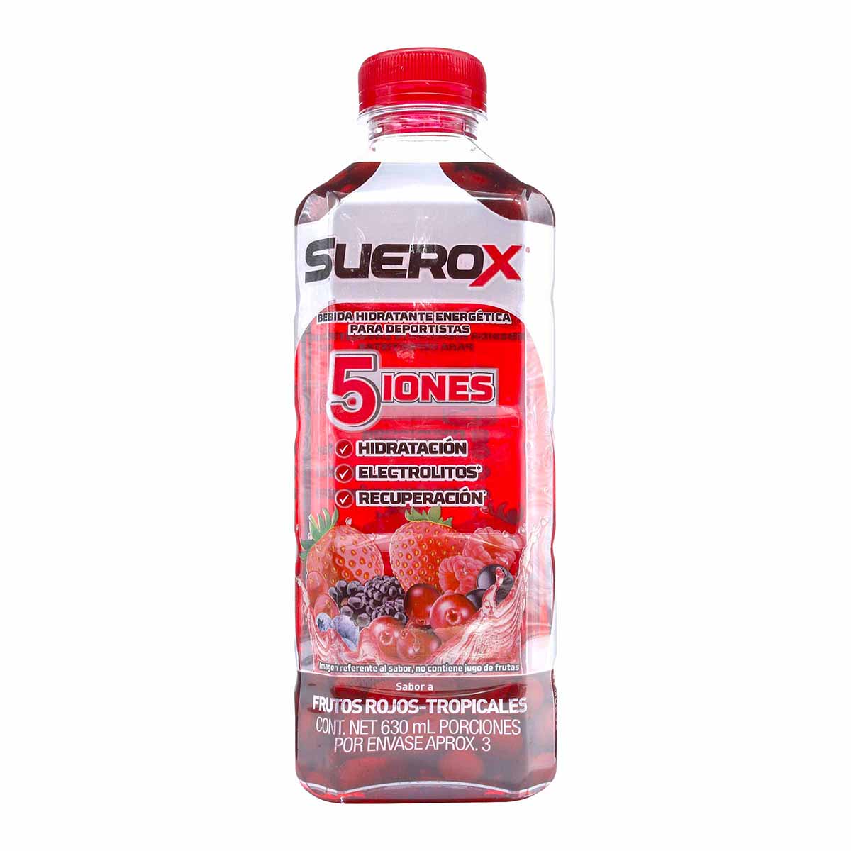 Bebida Hidratante Suerox 5 Iones Sabor Frutos Rojos Frasco x 630 mL