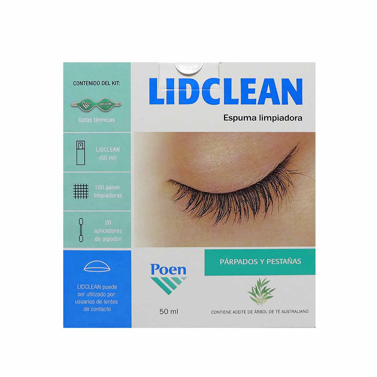 Kit Lidclean Espuma Limpiadora Párpados Y Pestañas Poen Caja X 50 Ml.