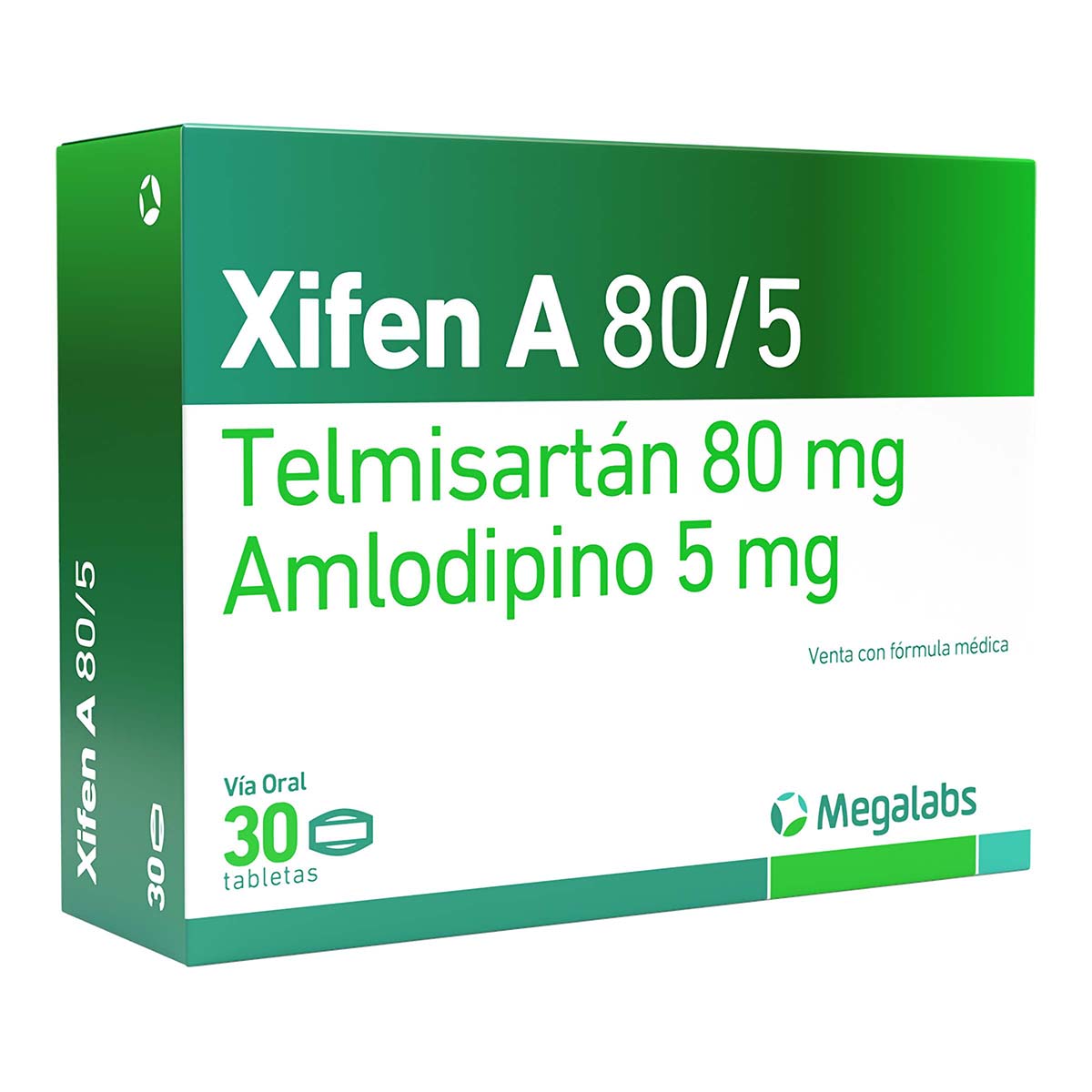 Xifen A Telmisartán 80/ Amlodipino 5 mg Megalabs Caja x 30 Tabletas
