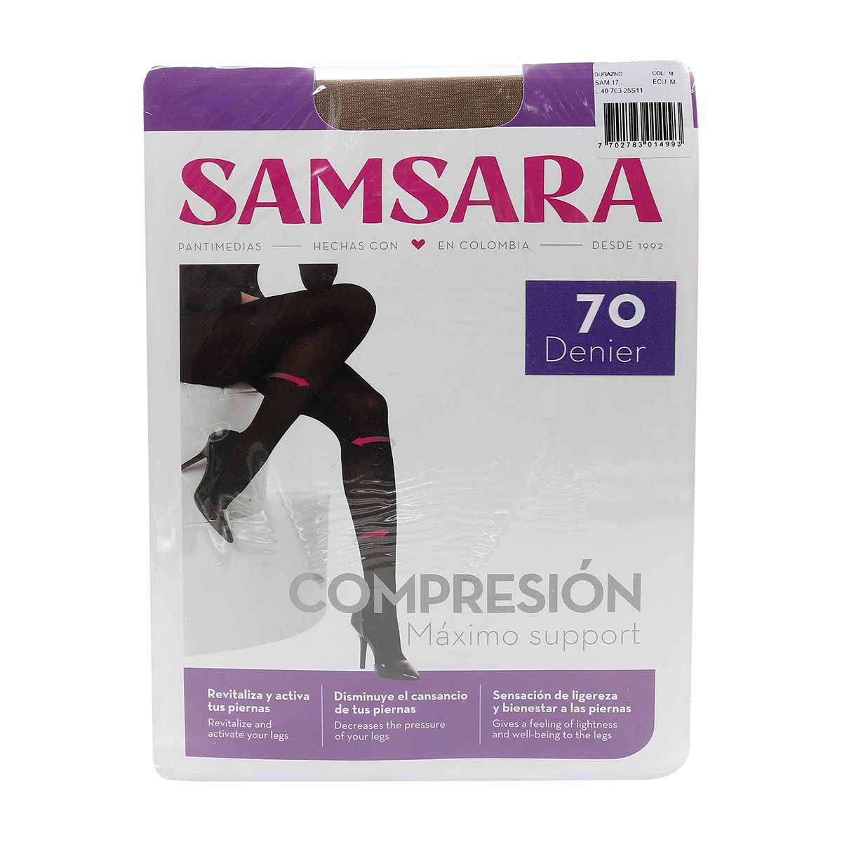 Media Velada Samsara Support Compresión Talla M Durazno Empaque x 1 Par