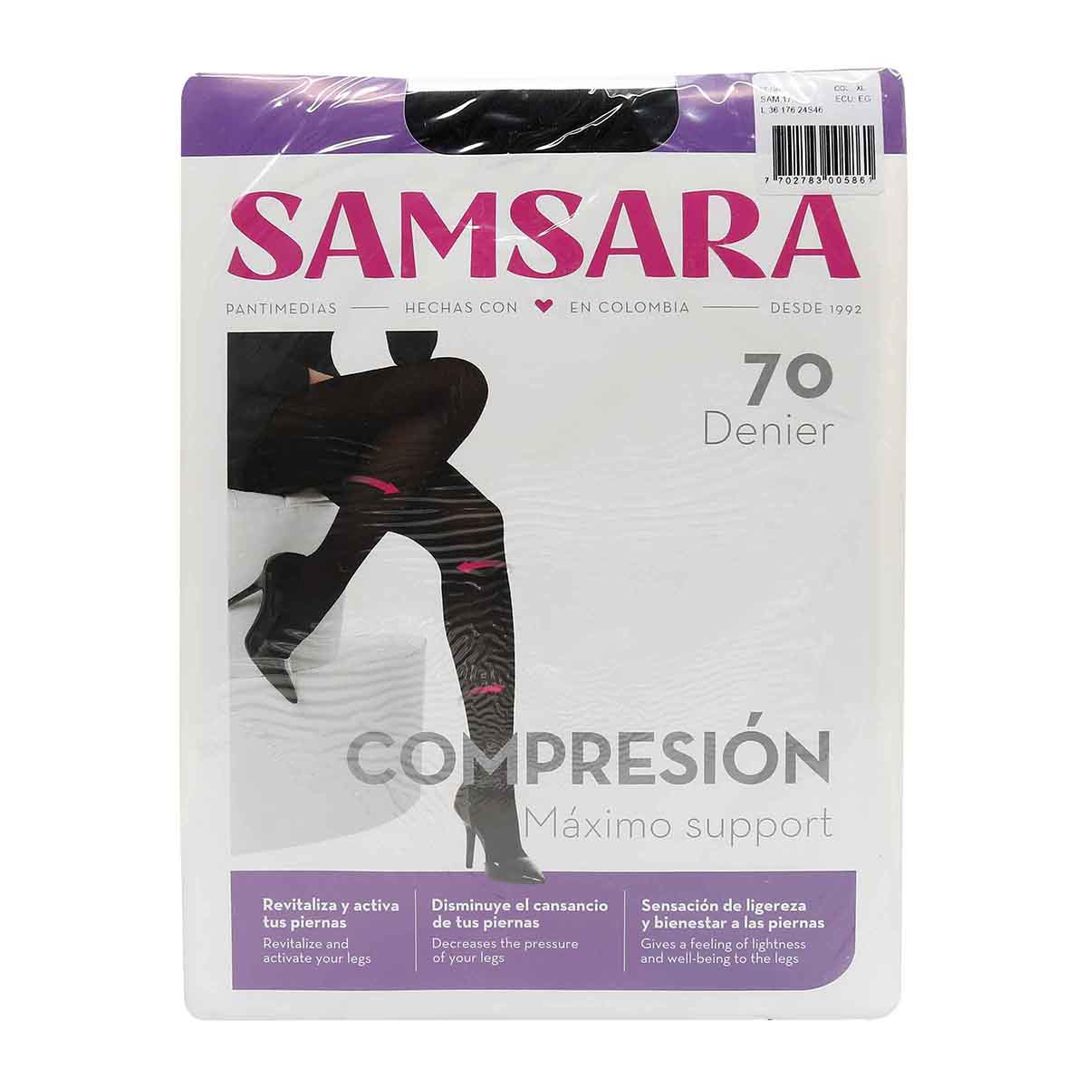 Media Velada Samsara Support Compresión Talla XL Negro Empaque x 1 Par