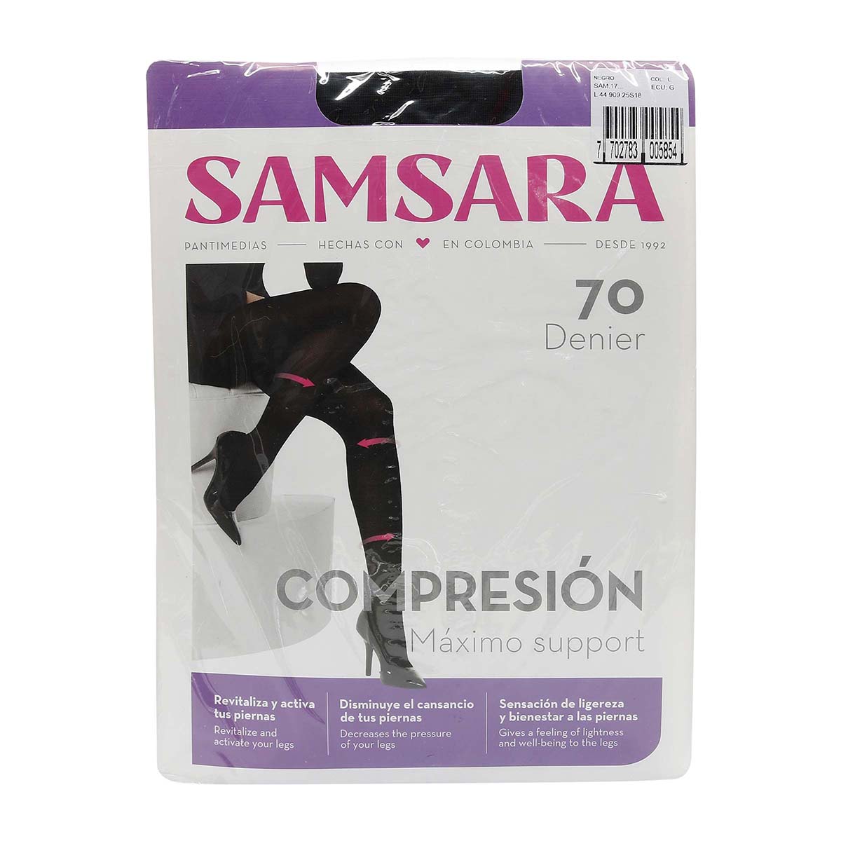 Media Velada Samsara Support Compresión Talla L Negro Empaque x 1 Par
