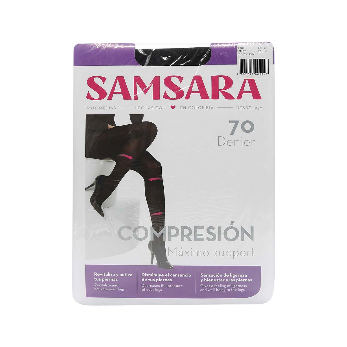 Media Velada Samsara Support Compresión Talla M Negro Empaque x 1 Par