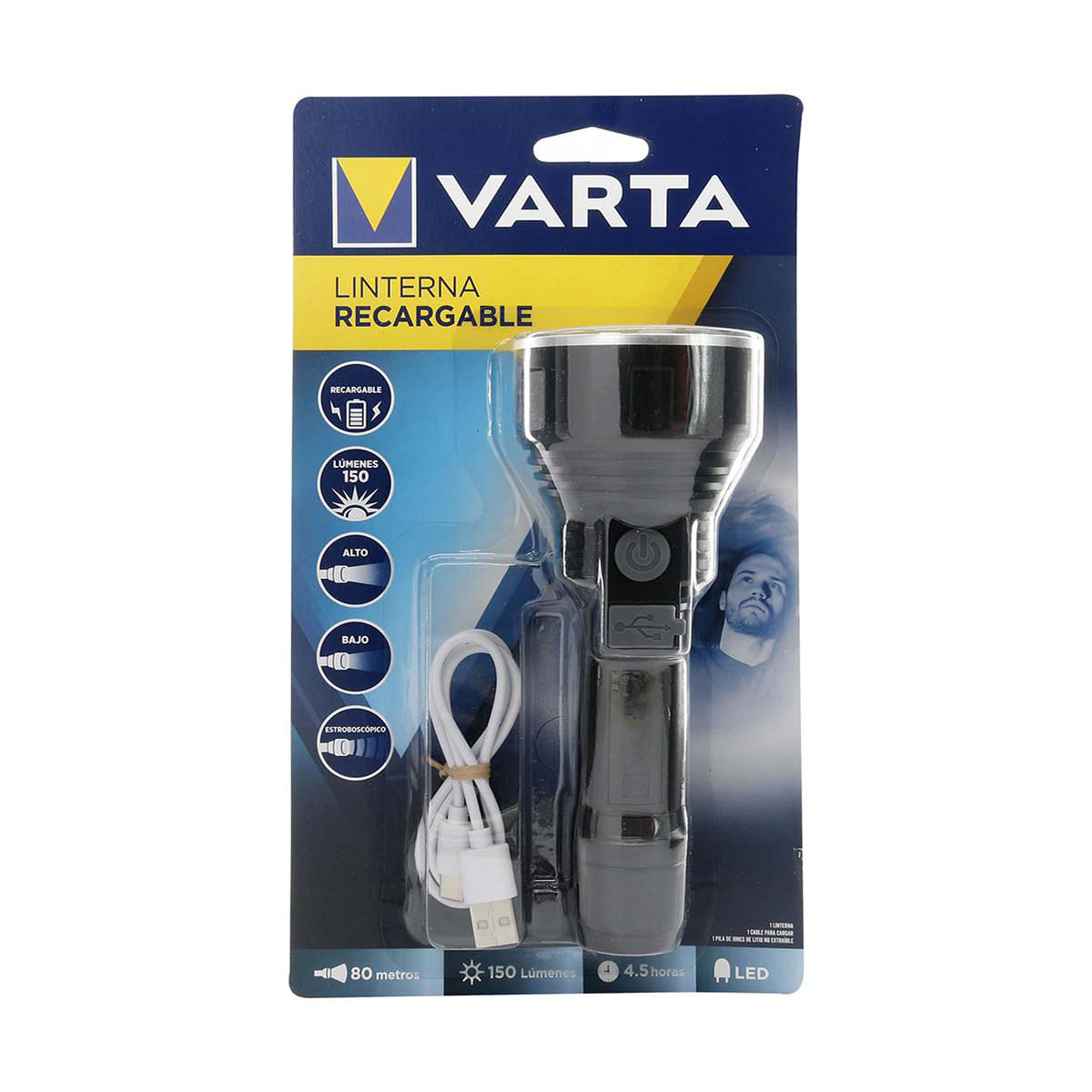 Linterna Recargable Varta Recargable de 150 Lúmenes 1 ud