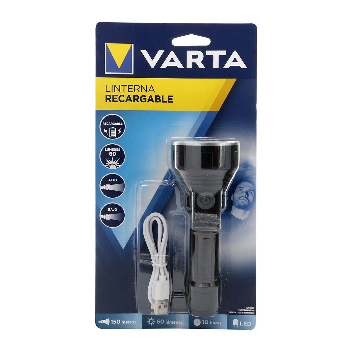 Linterna Varta Recargable de 60 Lúmenes Empaque x 1 ud