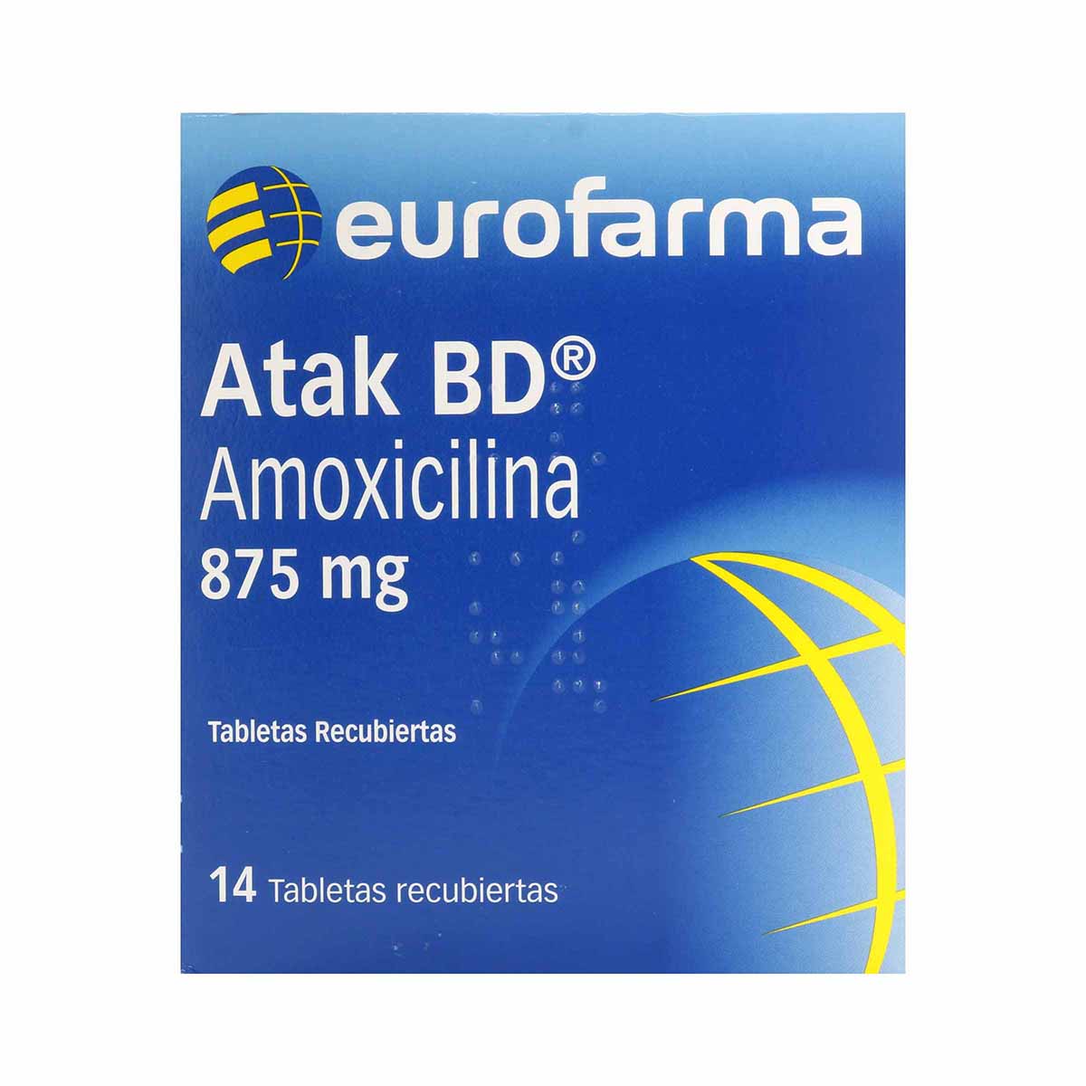 Atak BD 875 mg Eurofarma Caja x 14 Tabletas Recubiertas