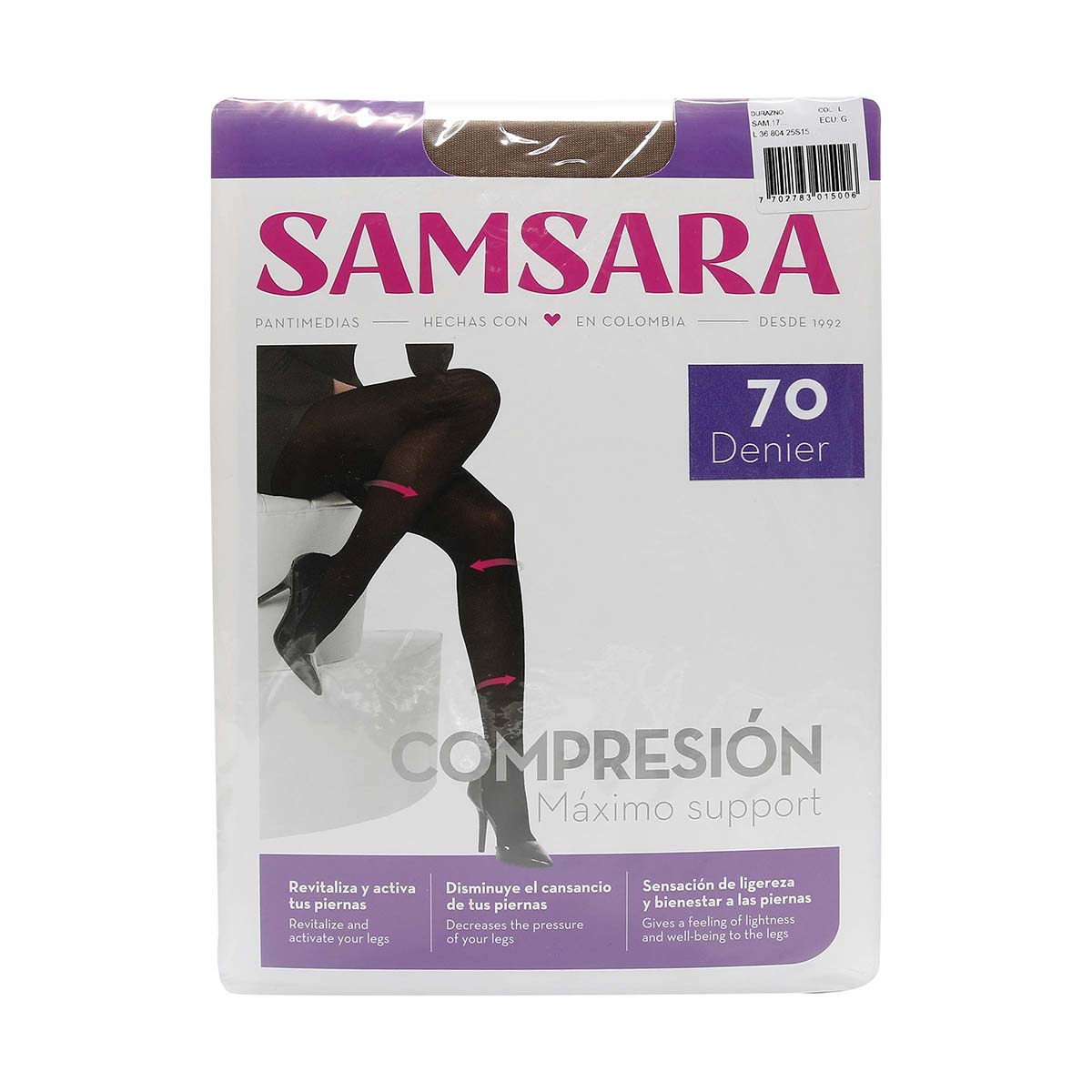 Media Velada Samsara Support Compresión Talla L Durazno Empaque x 1 Par