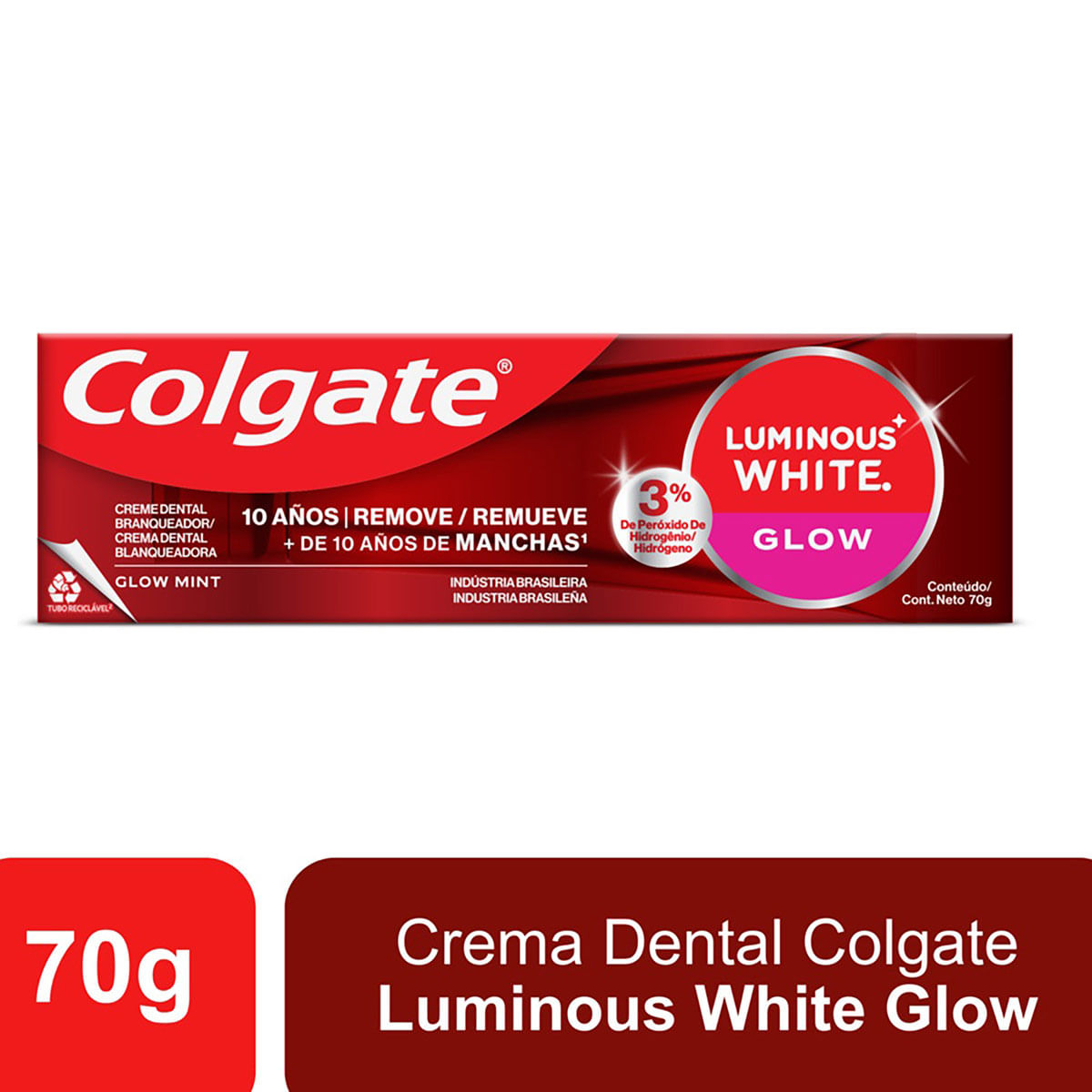 Cema Dental Blanqueadora Luminous White Glow Colgate Tubo x 70 g