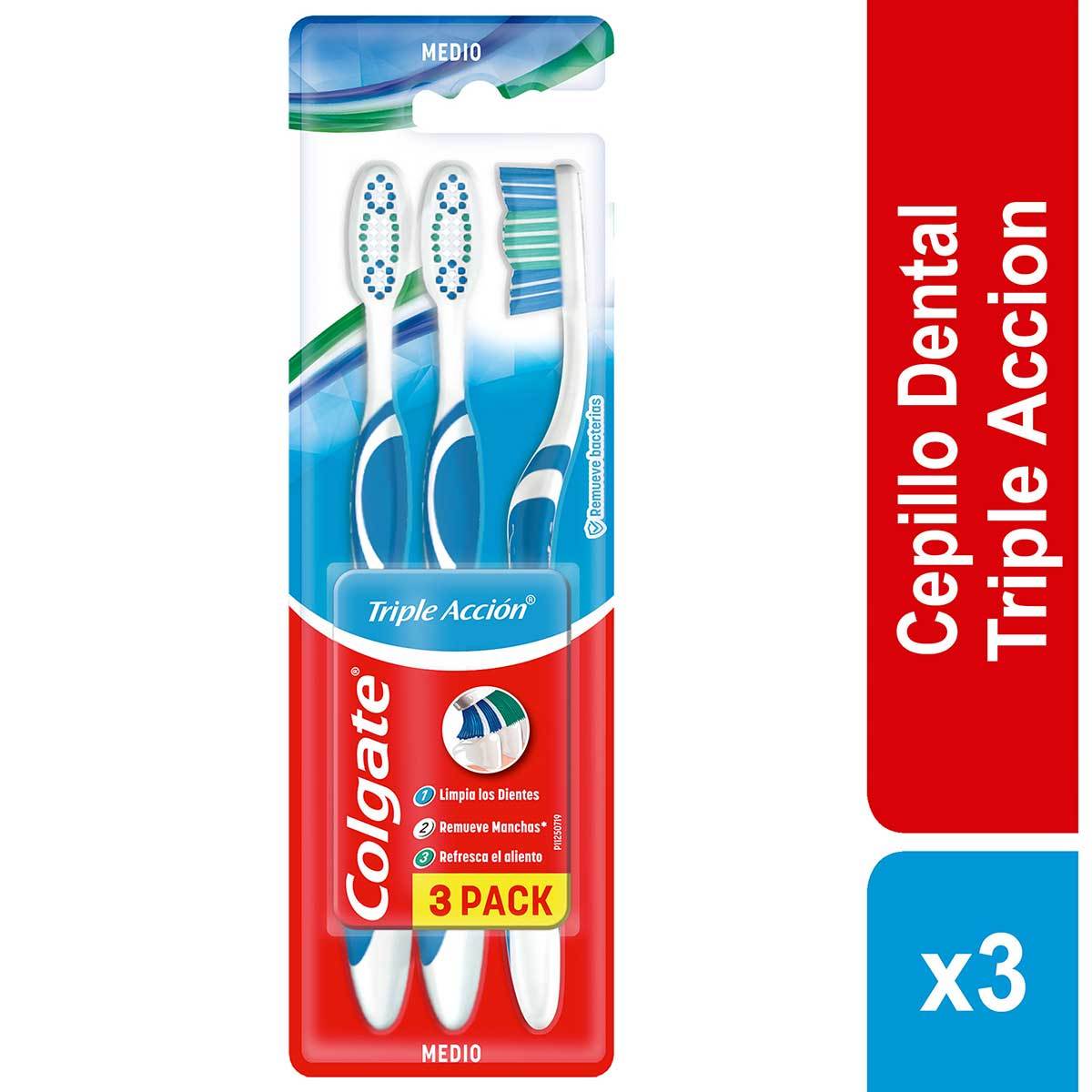 Cepillo Dental Colgate Triple Acción Medio Blister x 3 Uds Empaque Económico